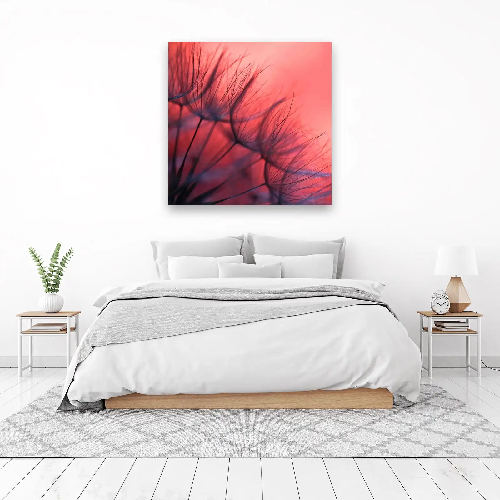 Dreamy Dandelion Seeds Pink Sunset Wall Art