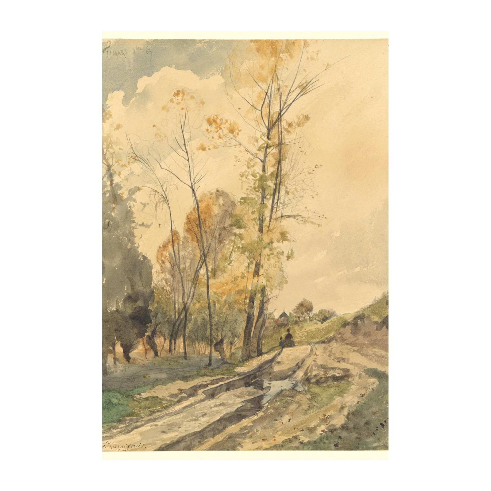Autumn Landscape Watercolor Wall Art