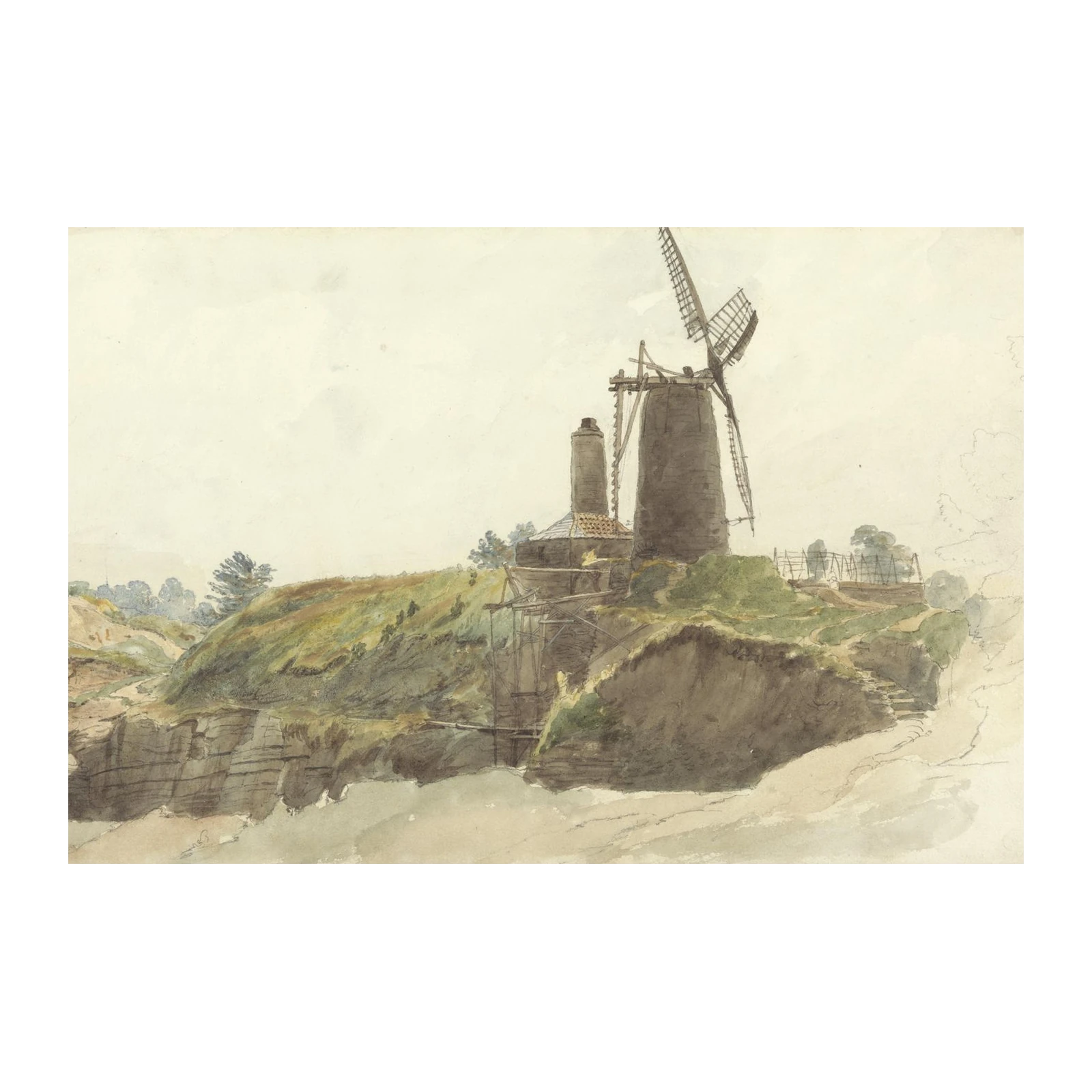 Vintage Windmill Landscape Wall Art Wall Art