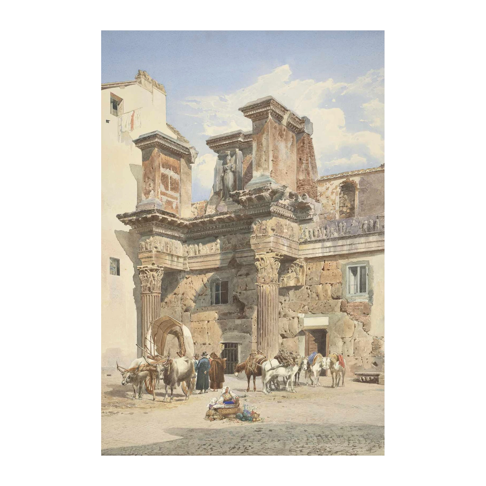 Roman Ruins & Horse Drawn Cart Wall Art