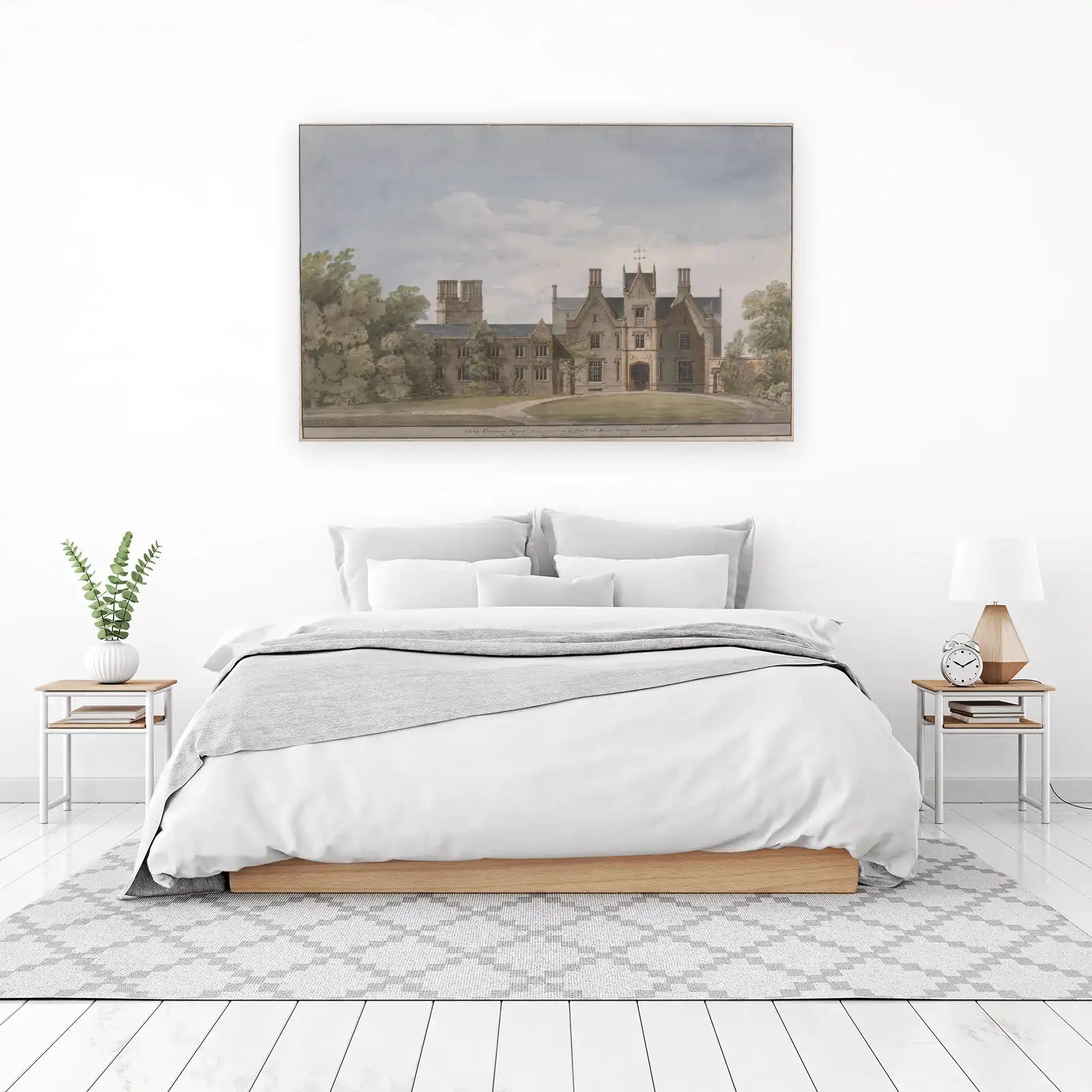 Architectural Grandeur Estate Watercolor Wall Art