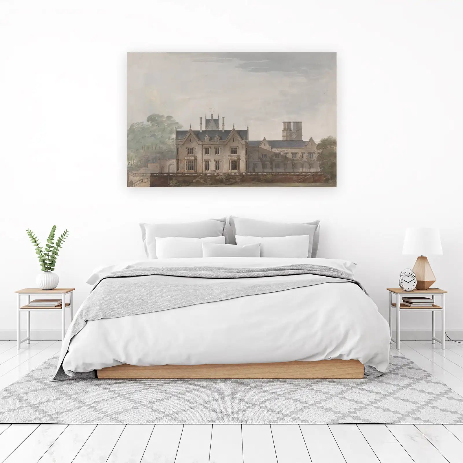 Gothic Estate Watercolor Architectural Wall Art