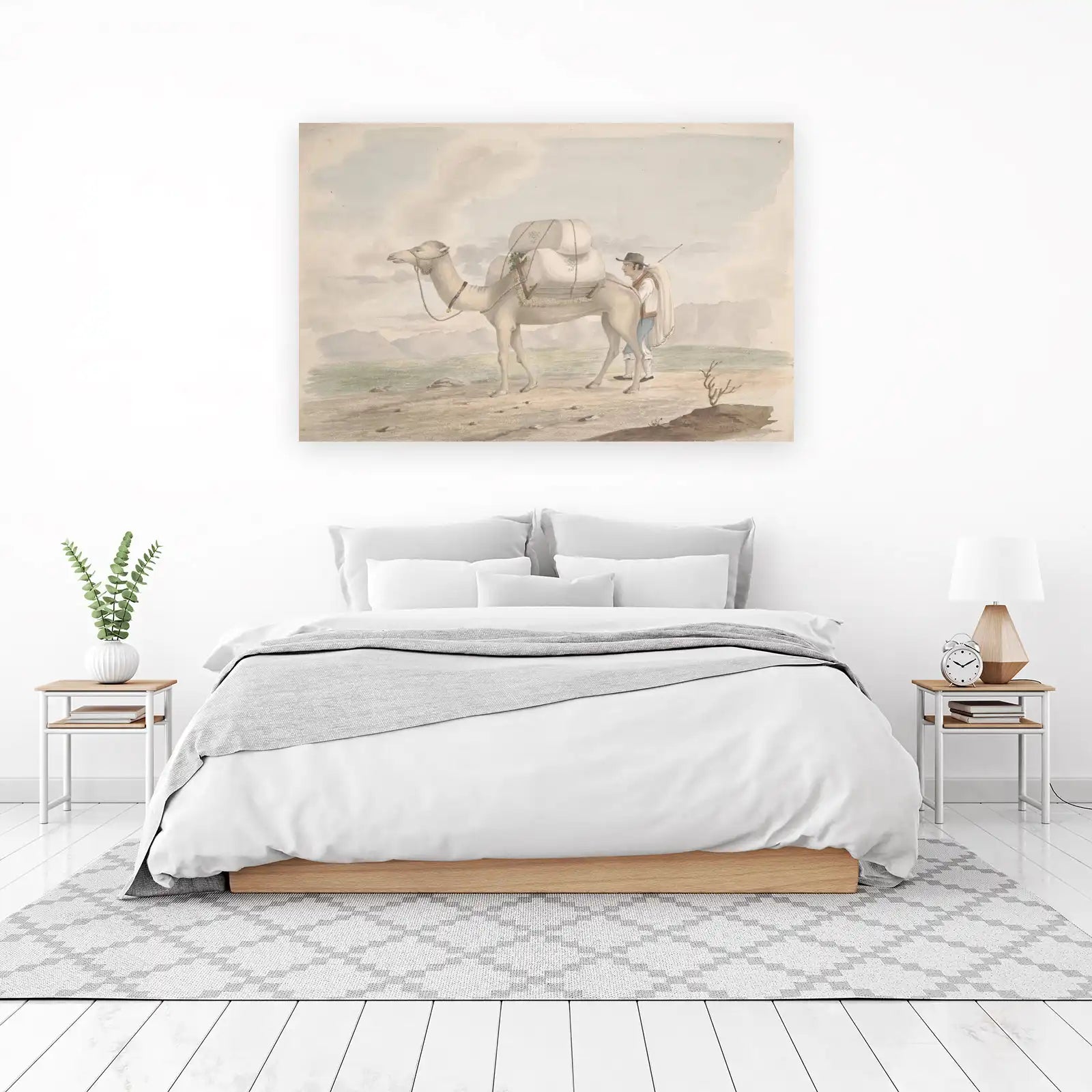 Vintage Camel Caravan Desert Landscape Wall Art