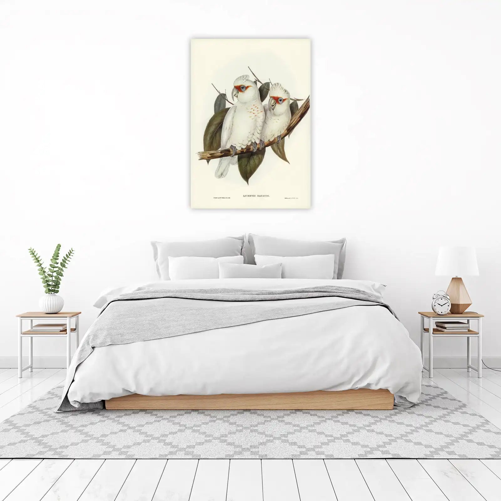 Elegant Cockatoo Pair Wall Art - Vintage Bird Art