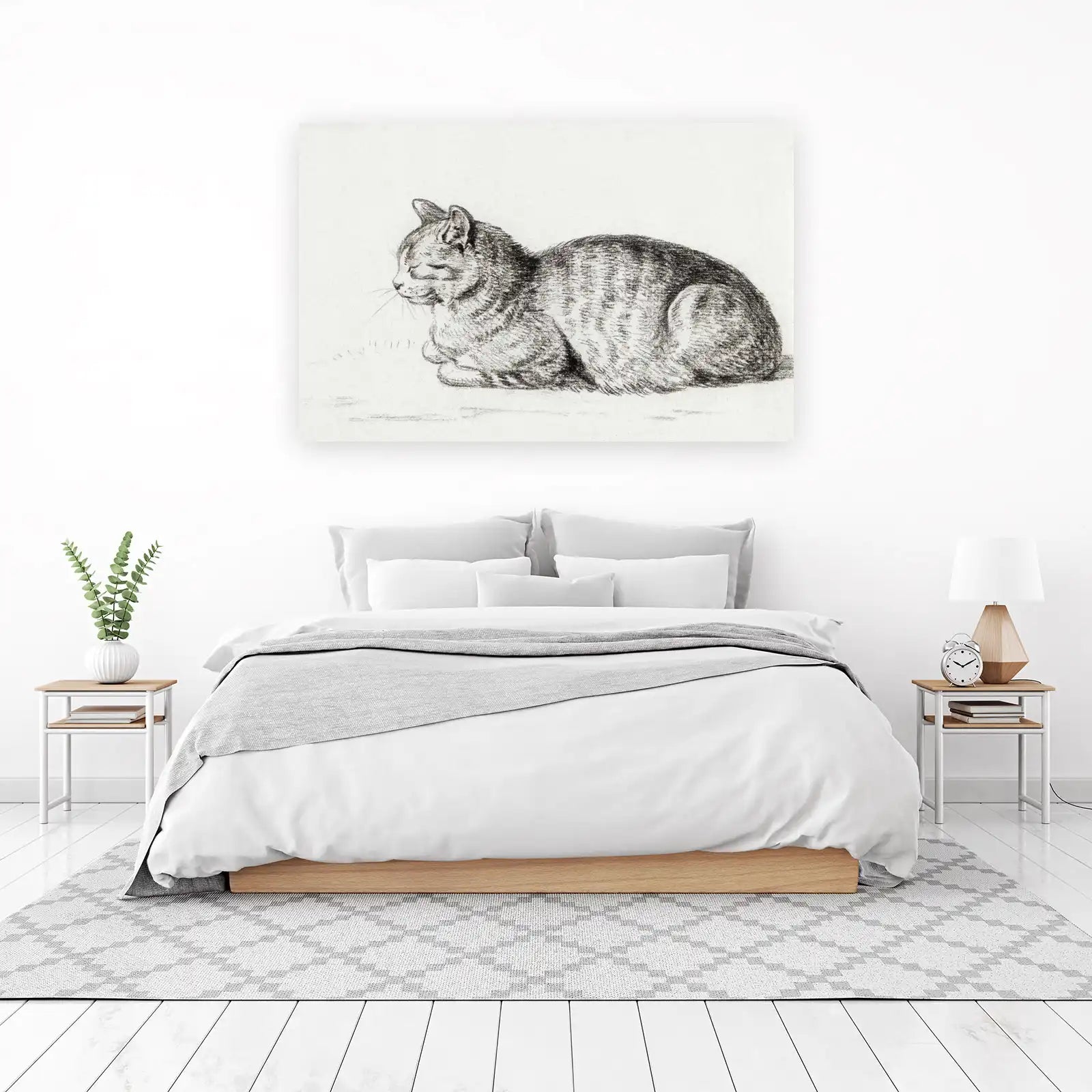 Elegant Tabby Cat Sketch Wall Art