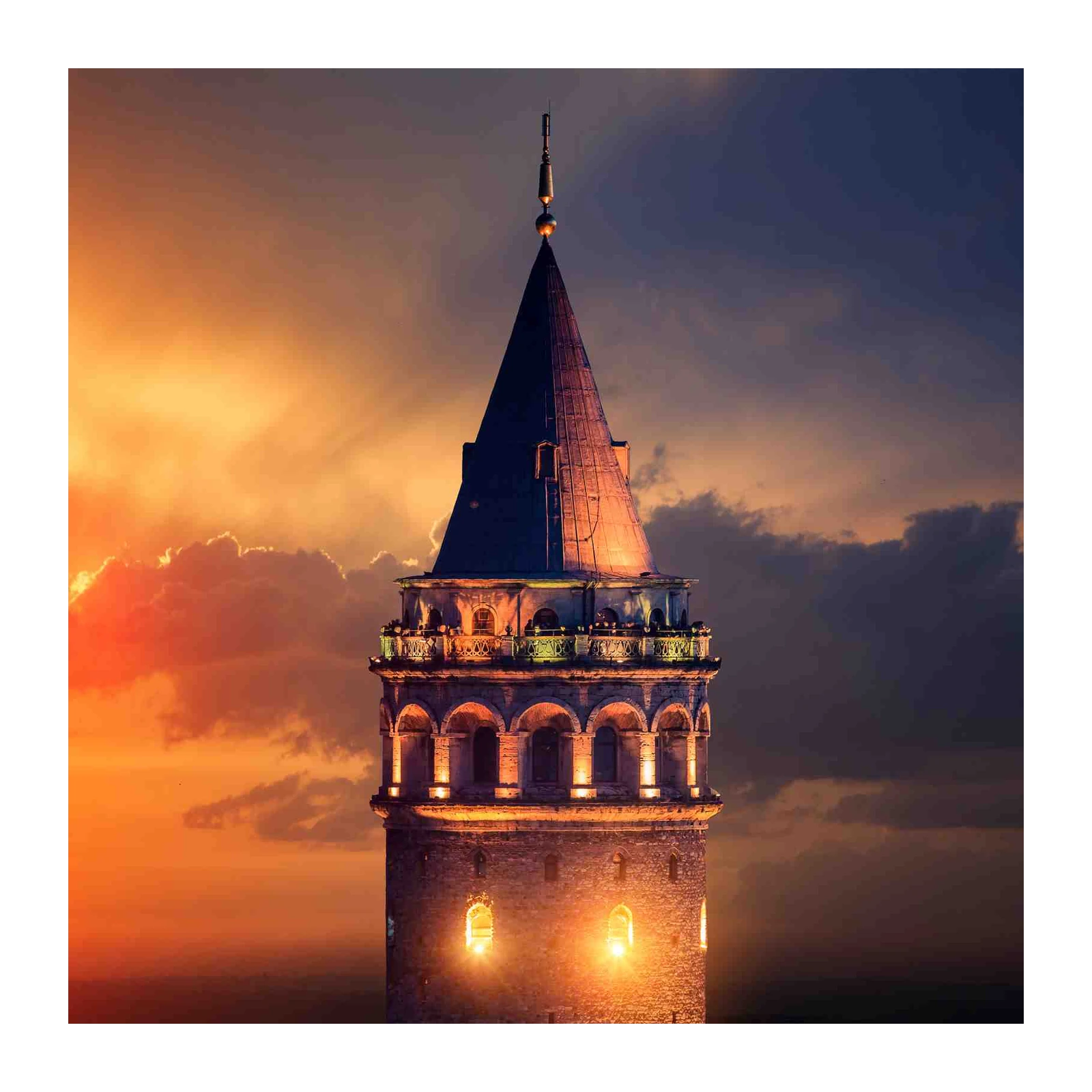 Galata Tower Istanbul Sunset Wall Art