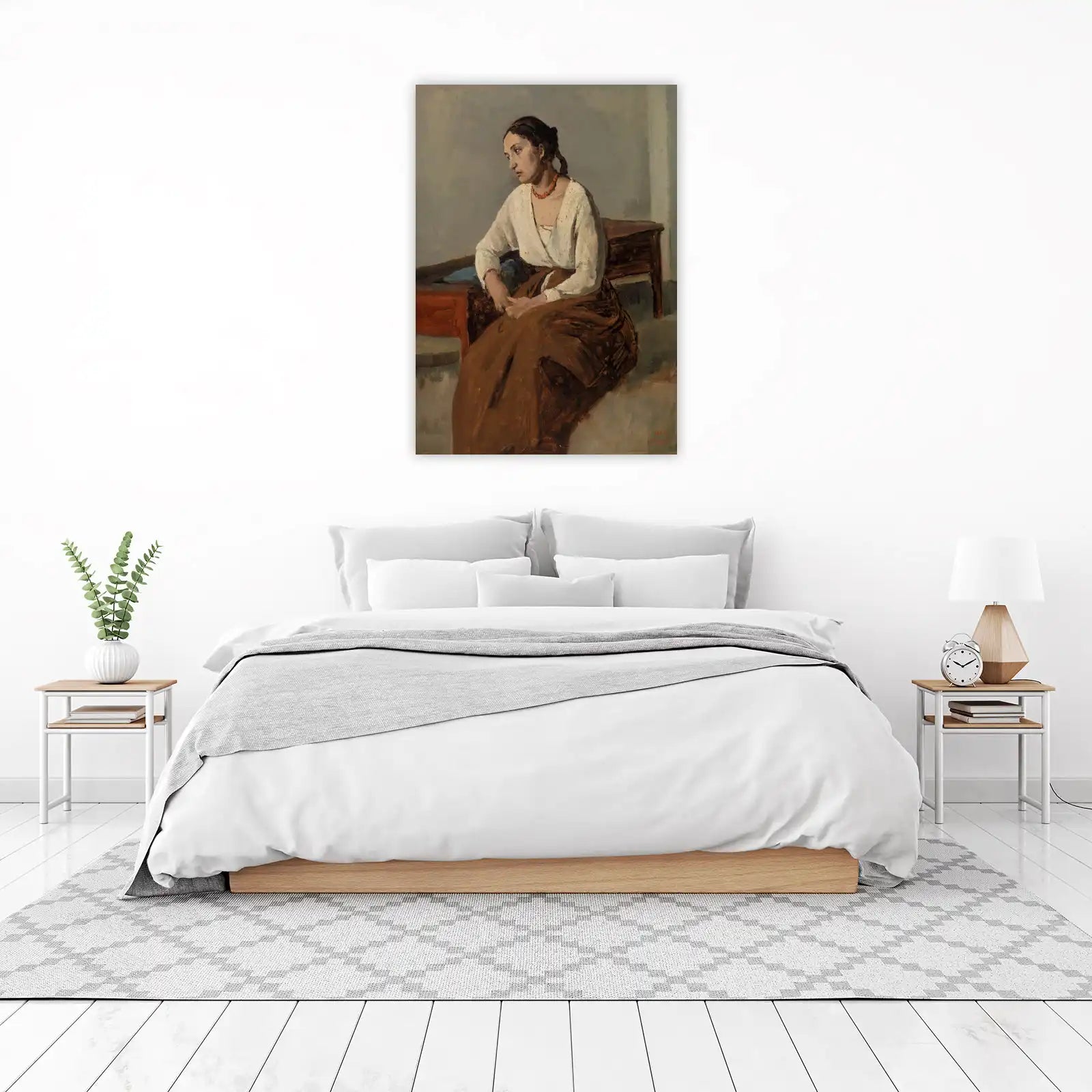 Serene Woman Portrait Oil Painting Wall Art