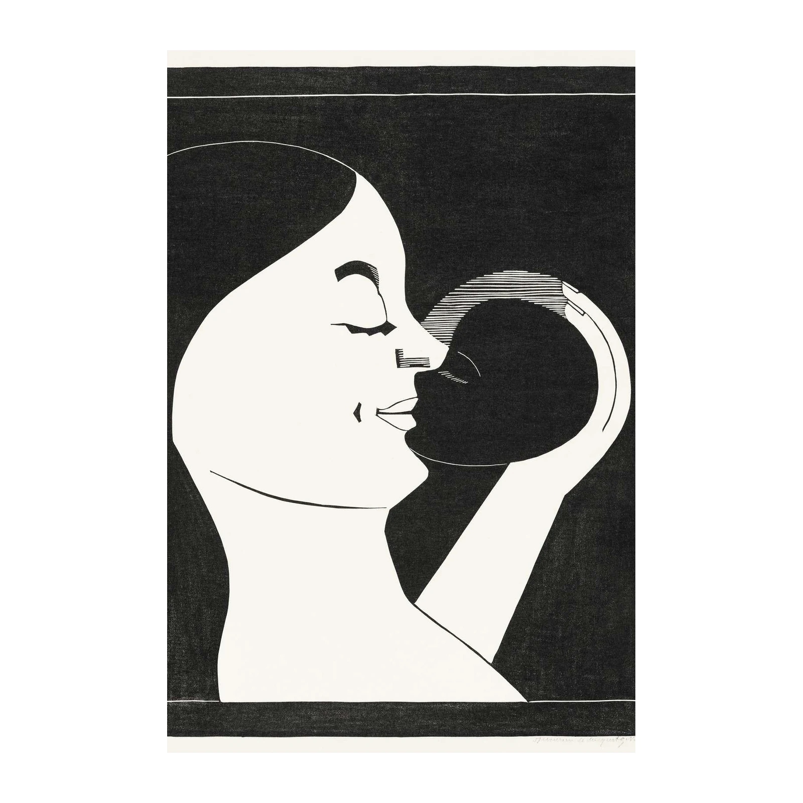 Art Deco Woman Black & White Wall Art