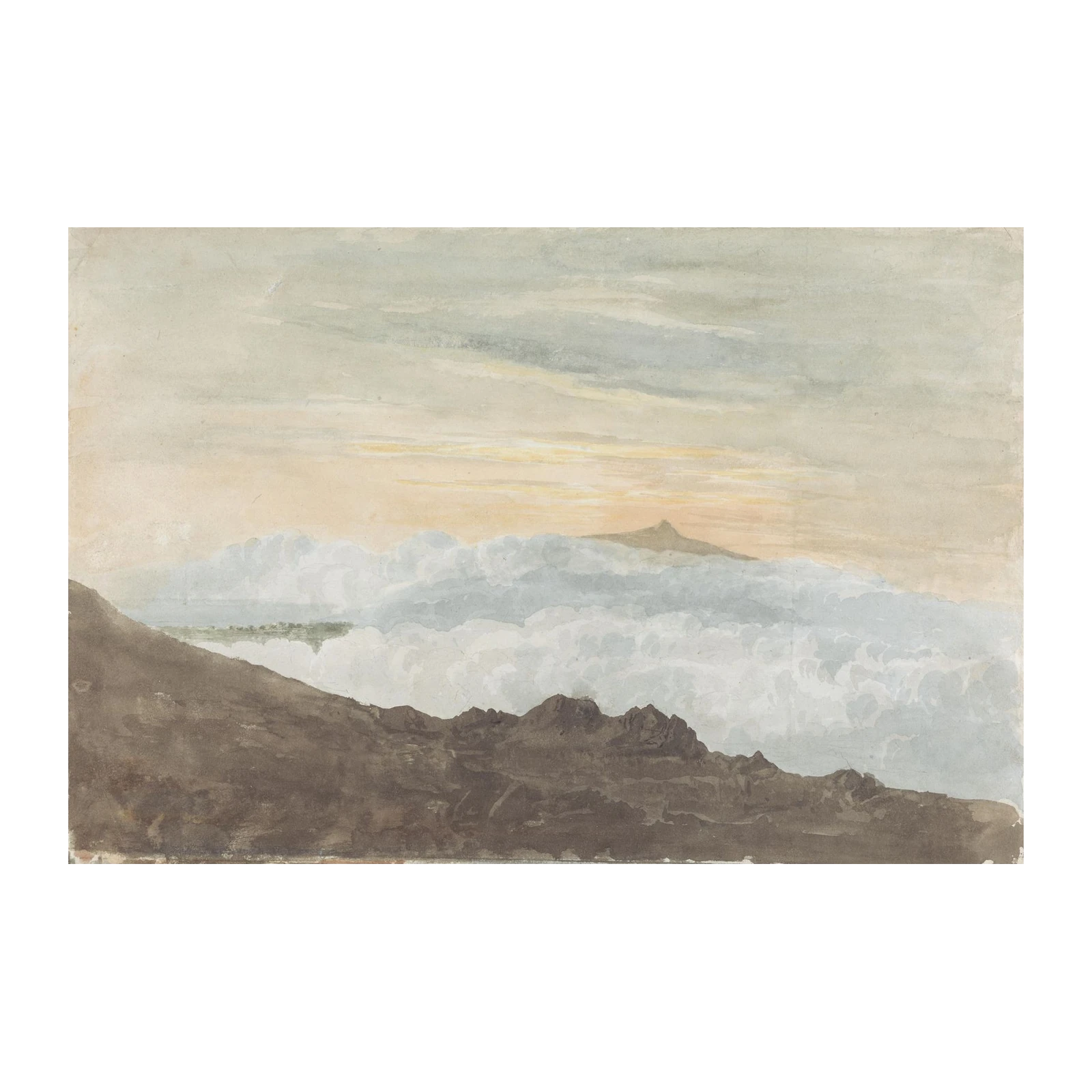 Serene Mountain Sunrise Watercolor Wall Art