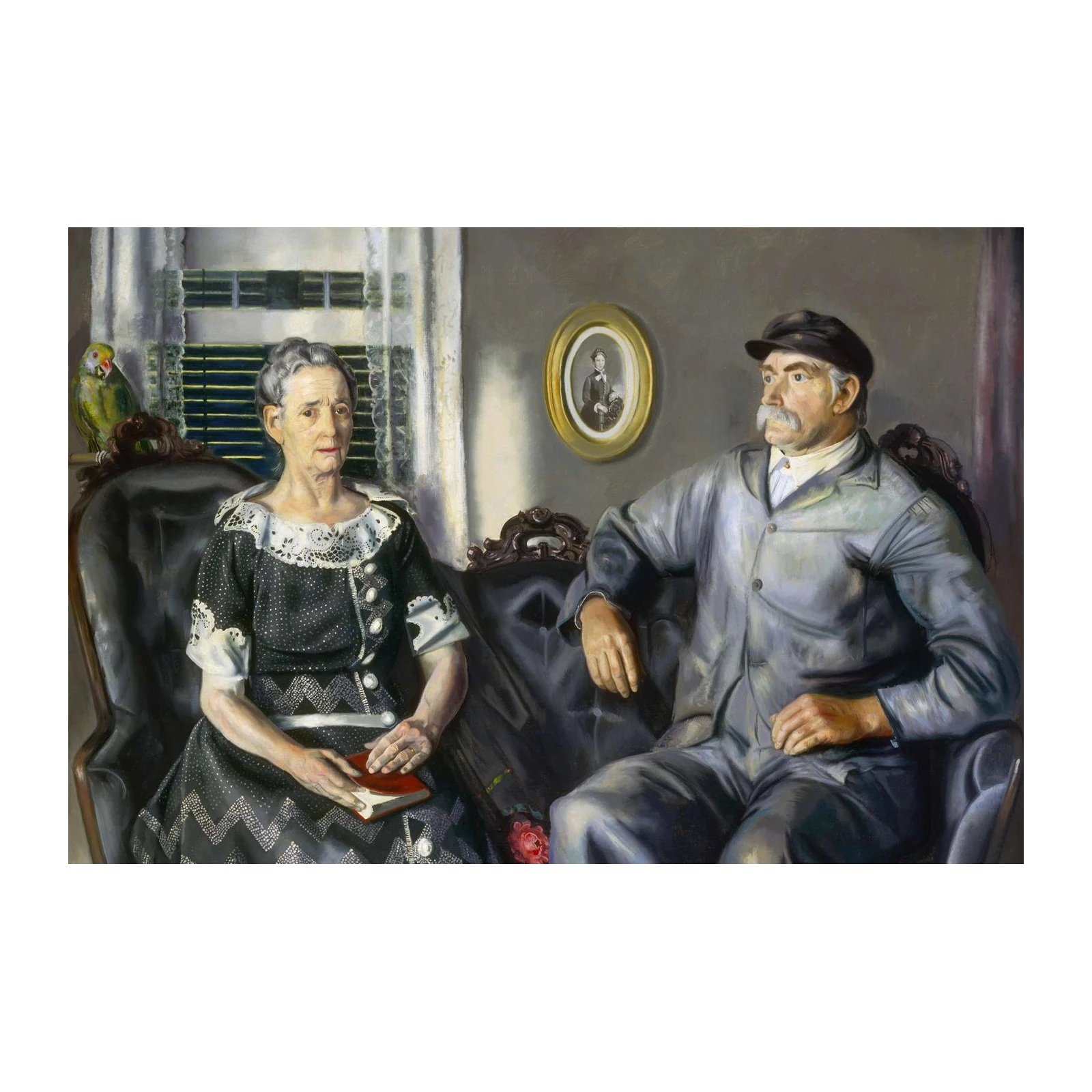 Vintage Couple with Parrot Wall Art