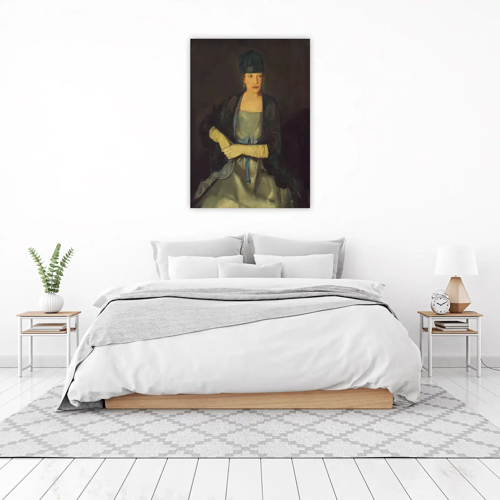 Elegant Portrait of a Woman in Green Hat Wall Art