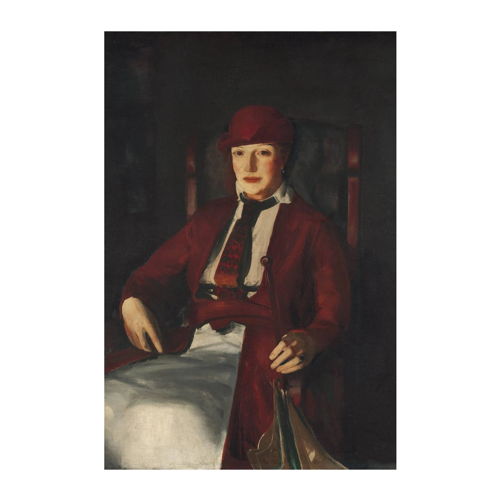 Elegant Lady in Red Fashion Portrait Wall Art