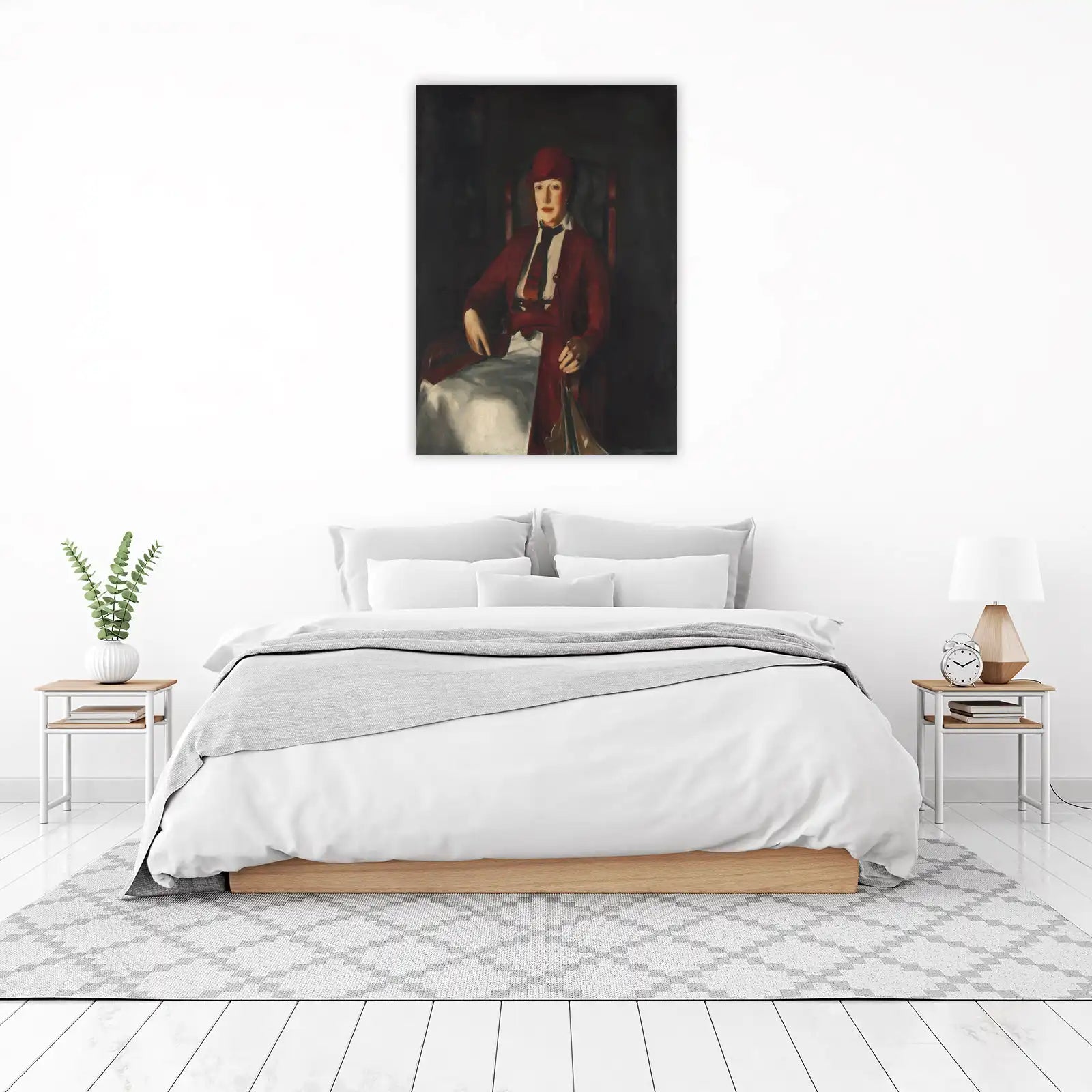 Elegant Lady in Red Fashion Portrait Wall Art