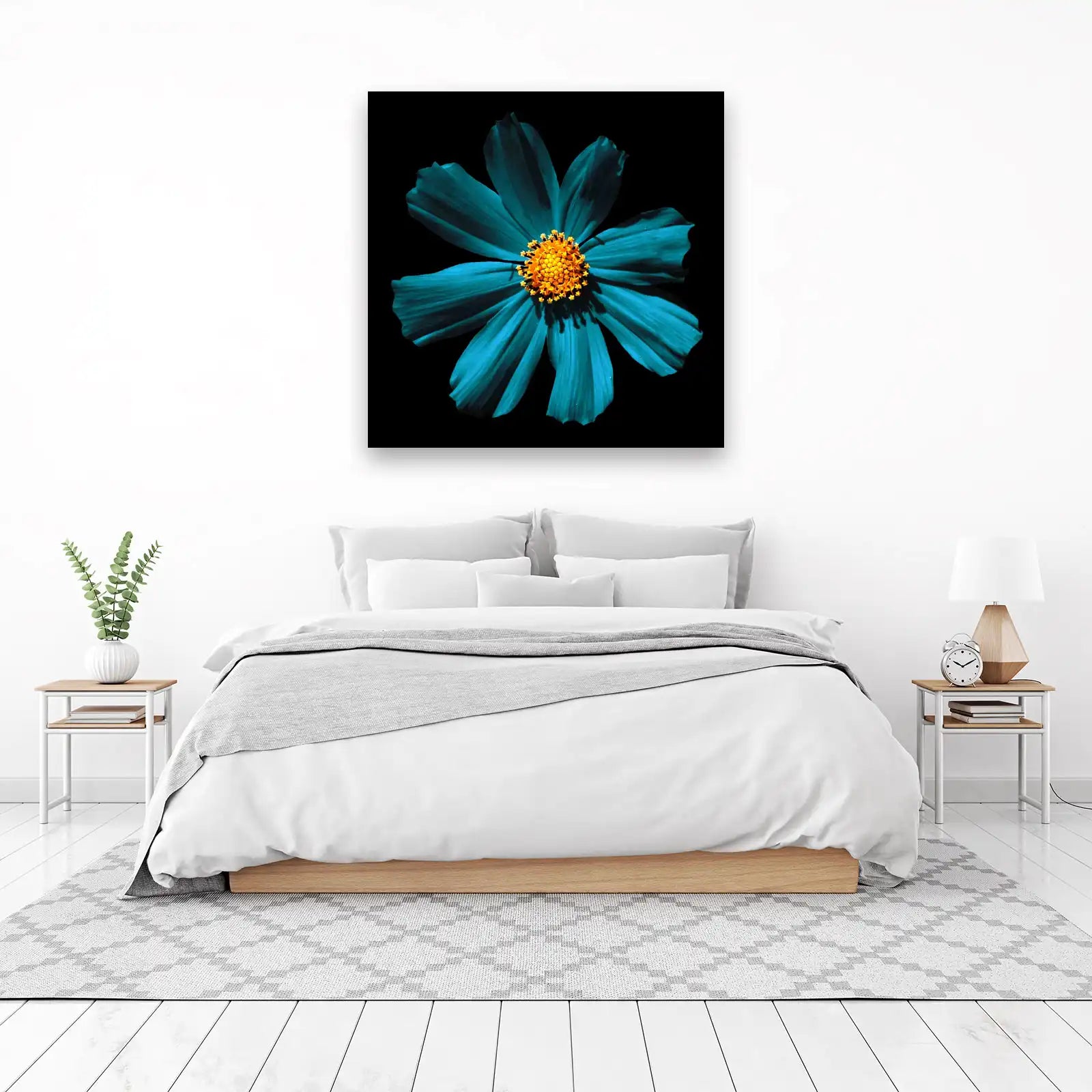 Stunning Teal Flower Bloom Wall Art