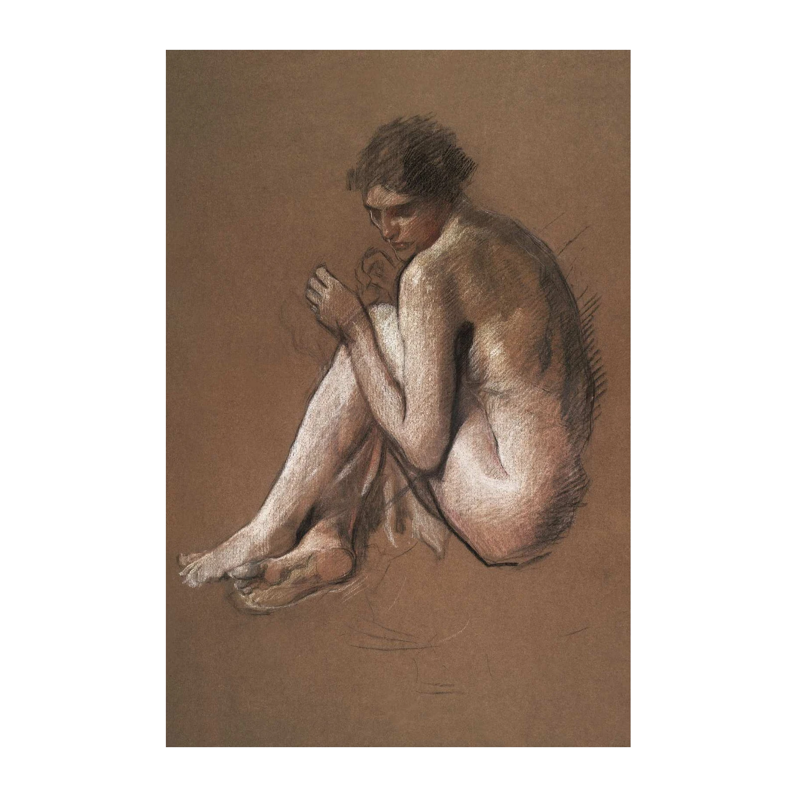 Seated Figure Study Charcoal Wall Art