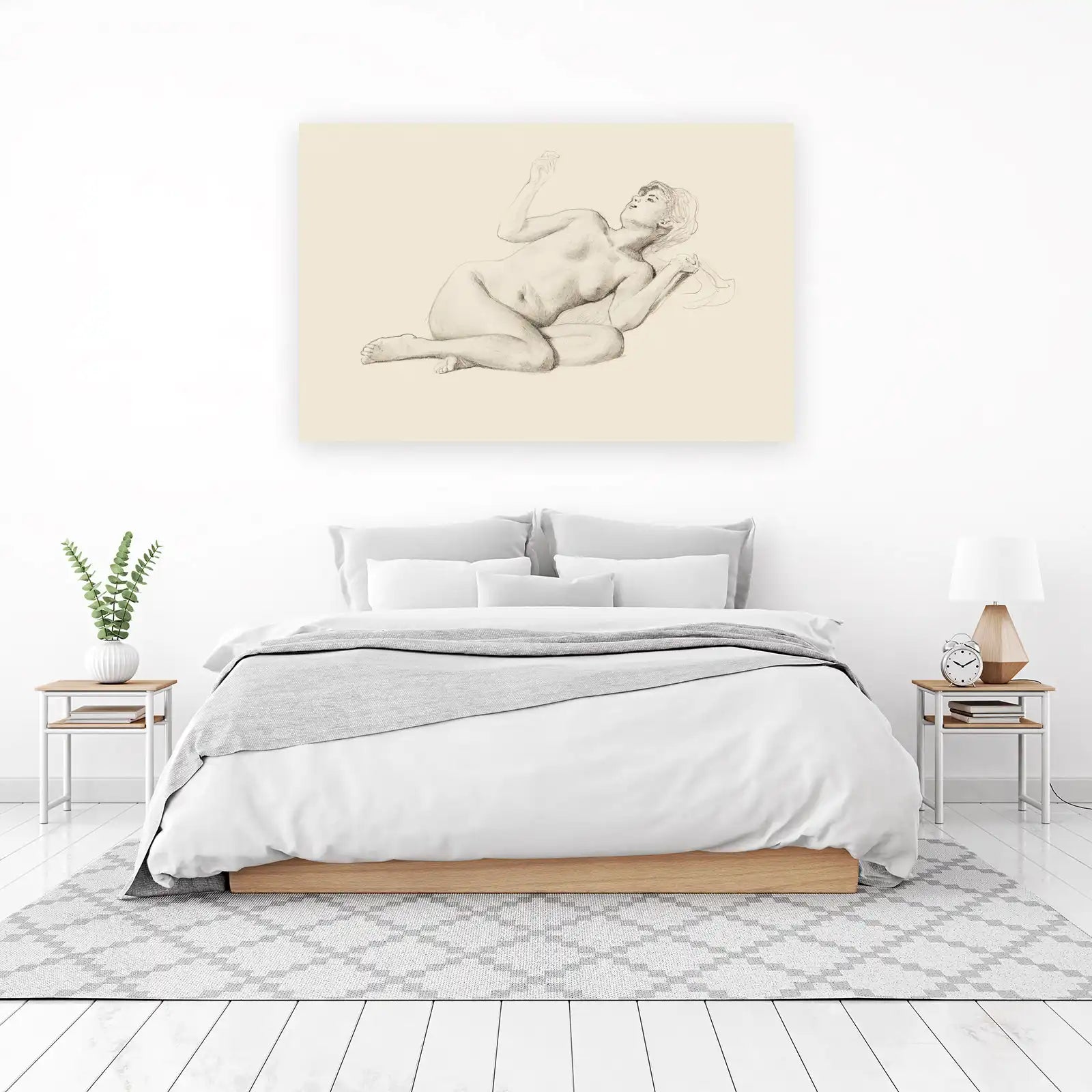 Graceful Nude Figure Sketch Wall Art