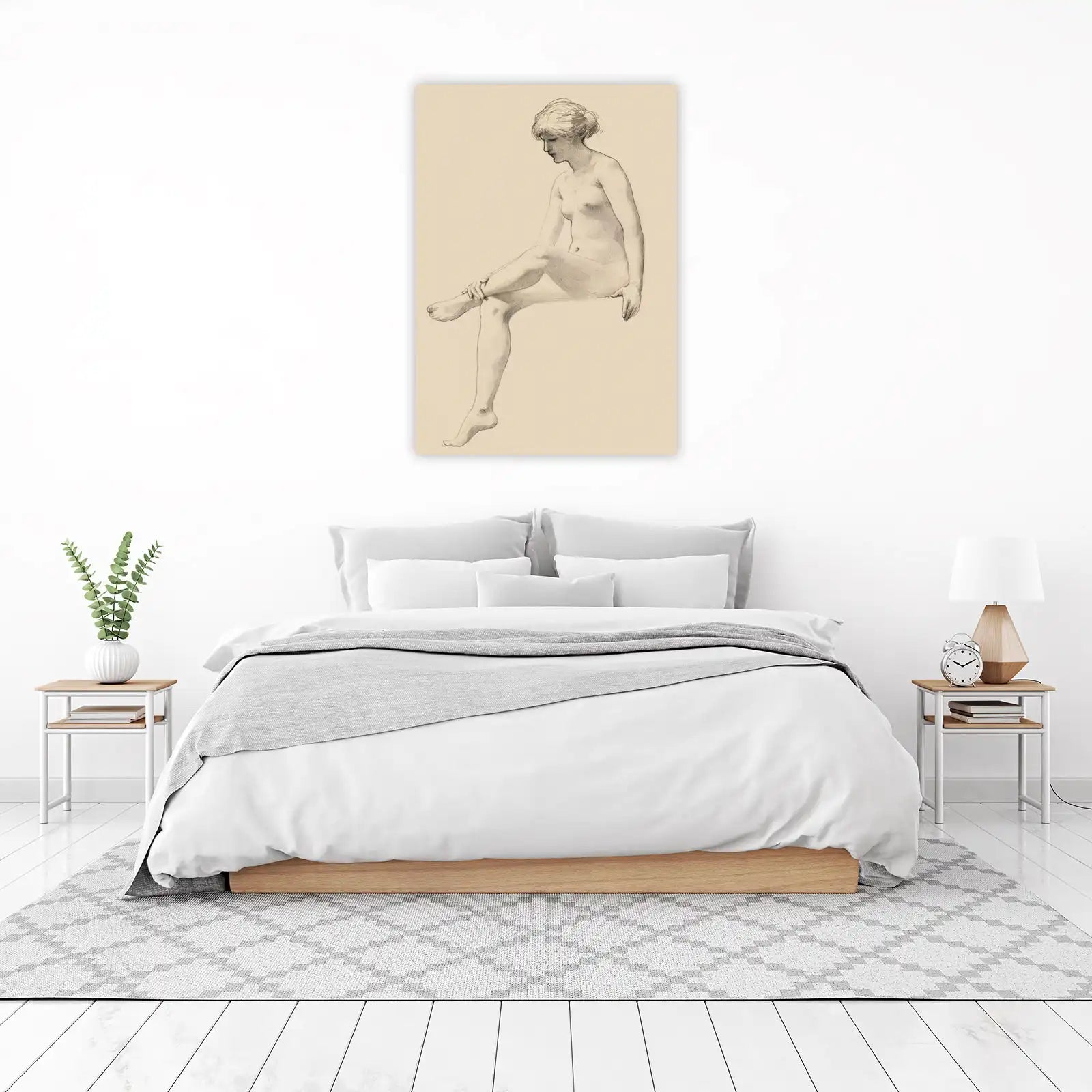 Elegant Figure Study Pencil Sketch Wall Art