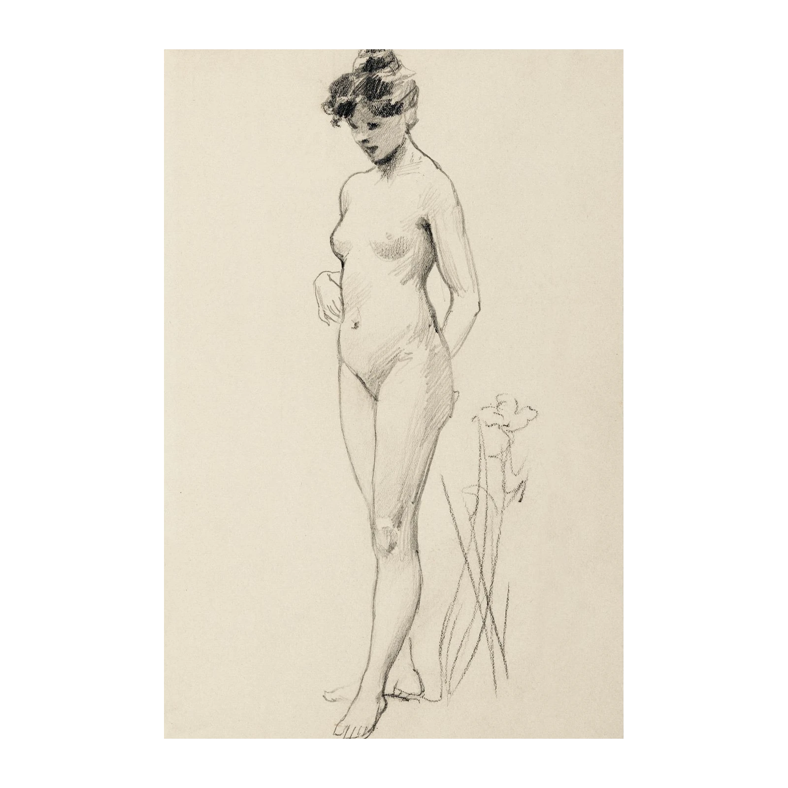 Elegant Figure Study Charcoal Wall Art
