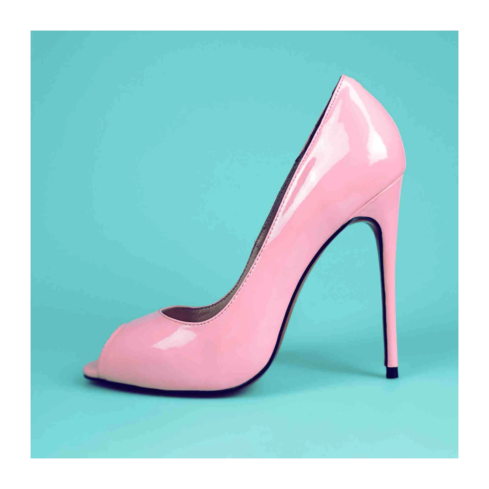 Chic Pink Peep-Toe High Heel Wall Art