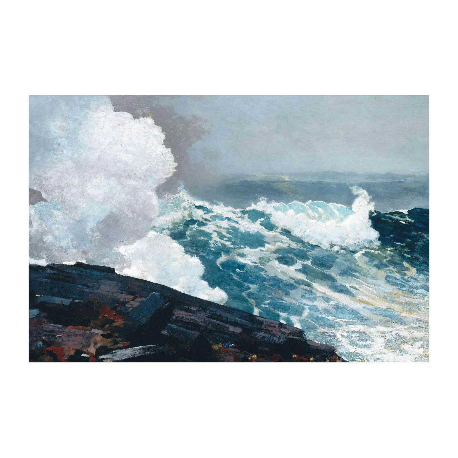Dramatic Ocean Wave crashing on Rocks Wall Art