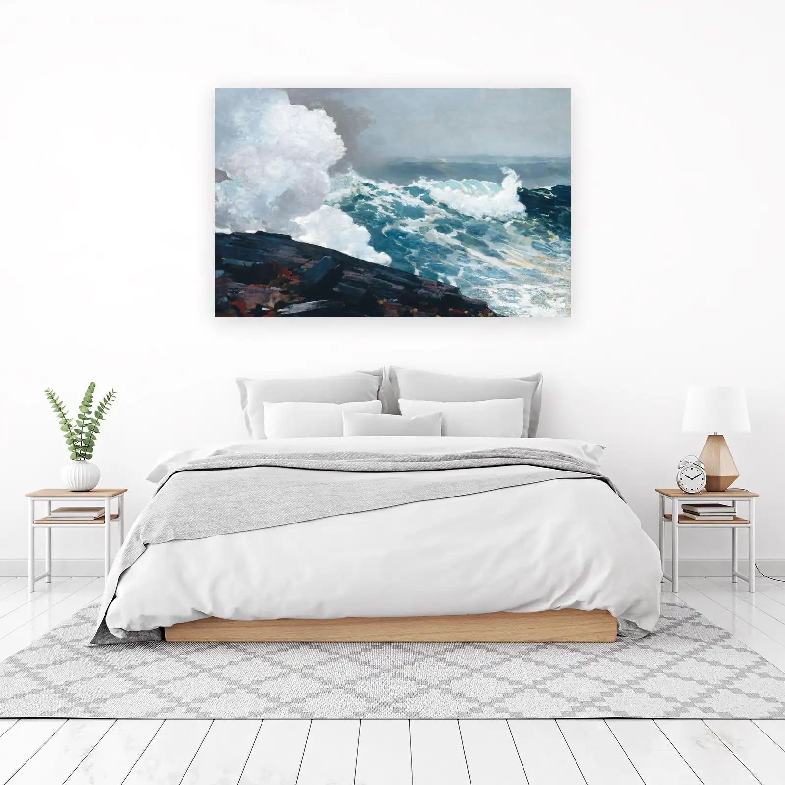 Dramatic Ocean Wave crashing on Rocks Wall Art