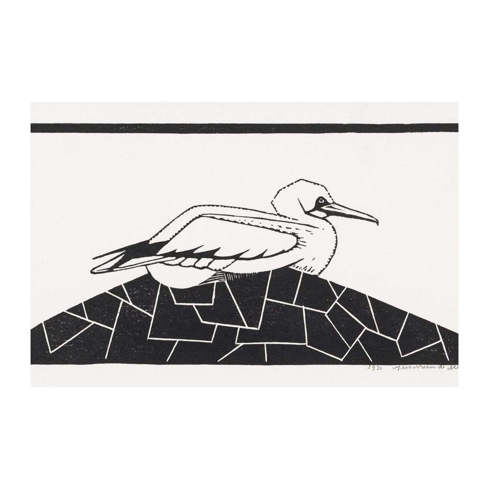 Abstract Bird on Geometric Mountain Wall Art