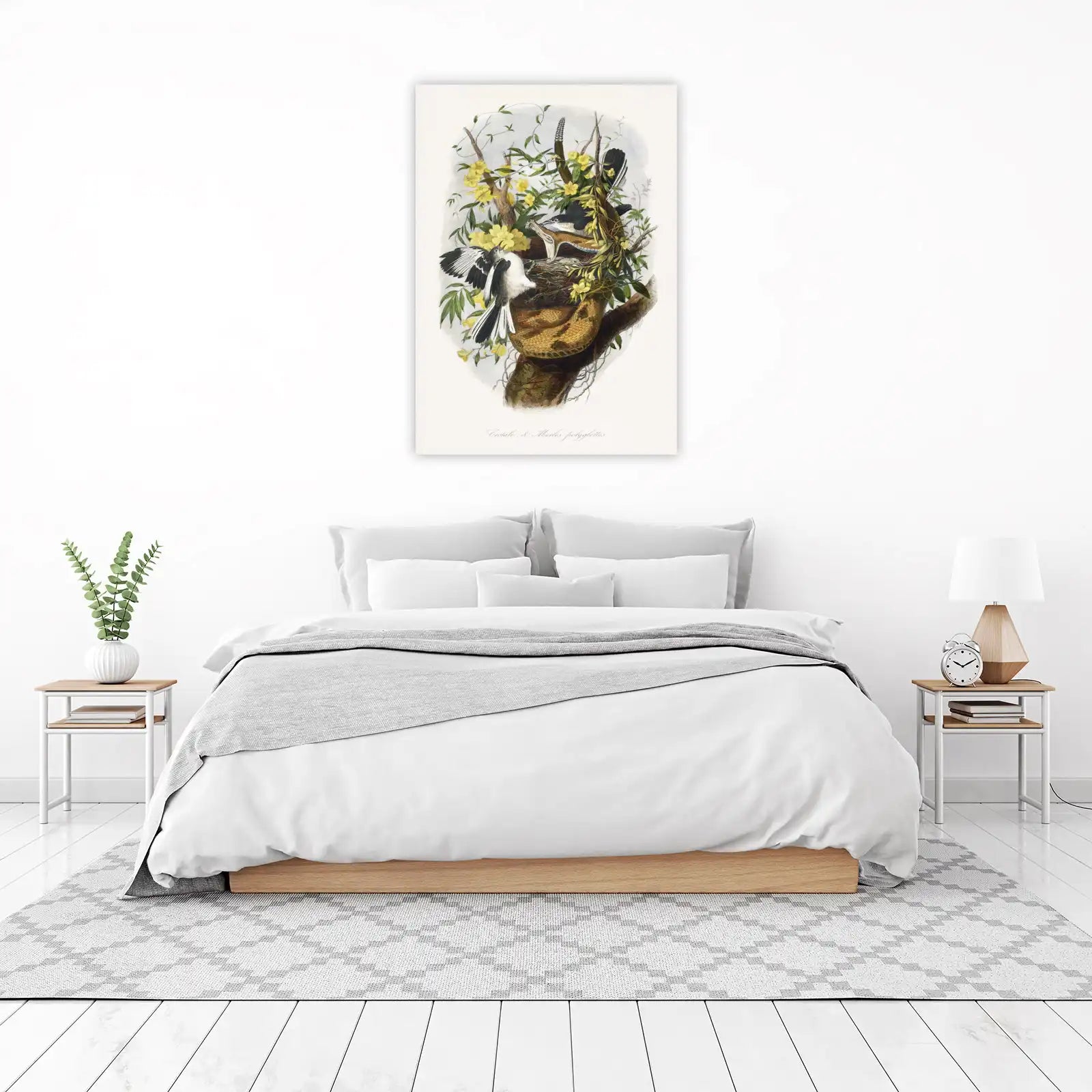 Vintage Nature Bird & Snake Conflict Wall Art