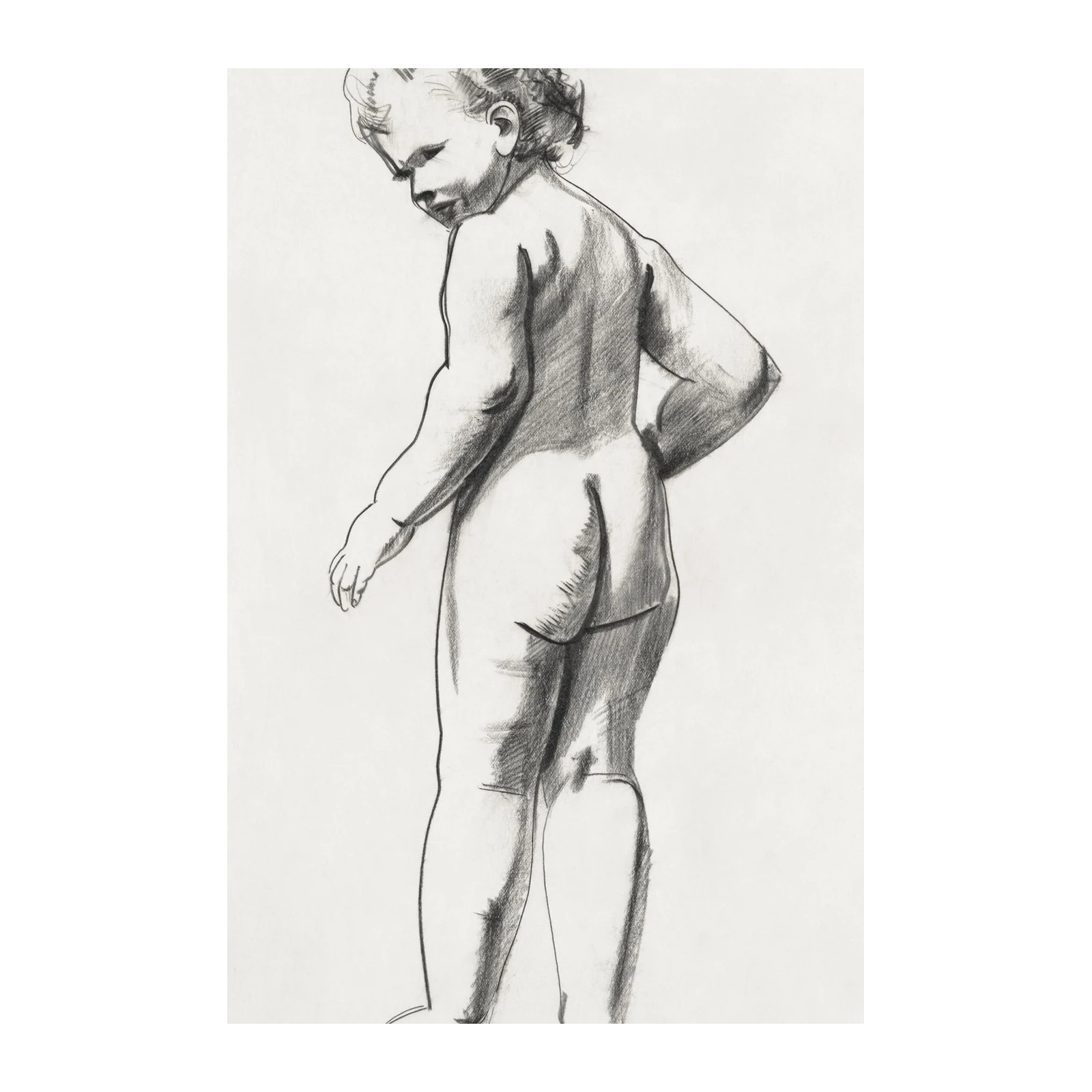 Vintage Child Figure Pencil Sketch Wall Art