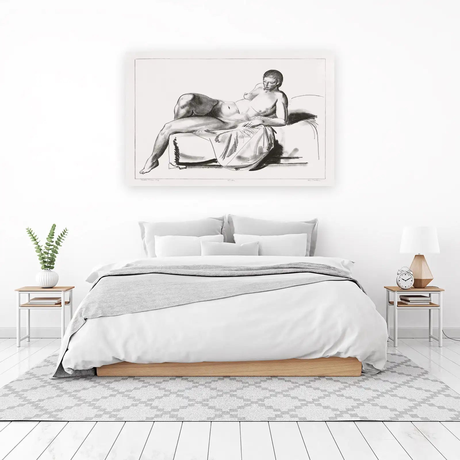 Nude Woman Reclining Charcoal Art Wall Art