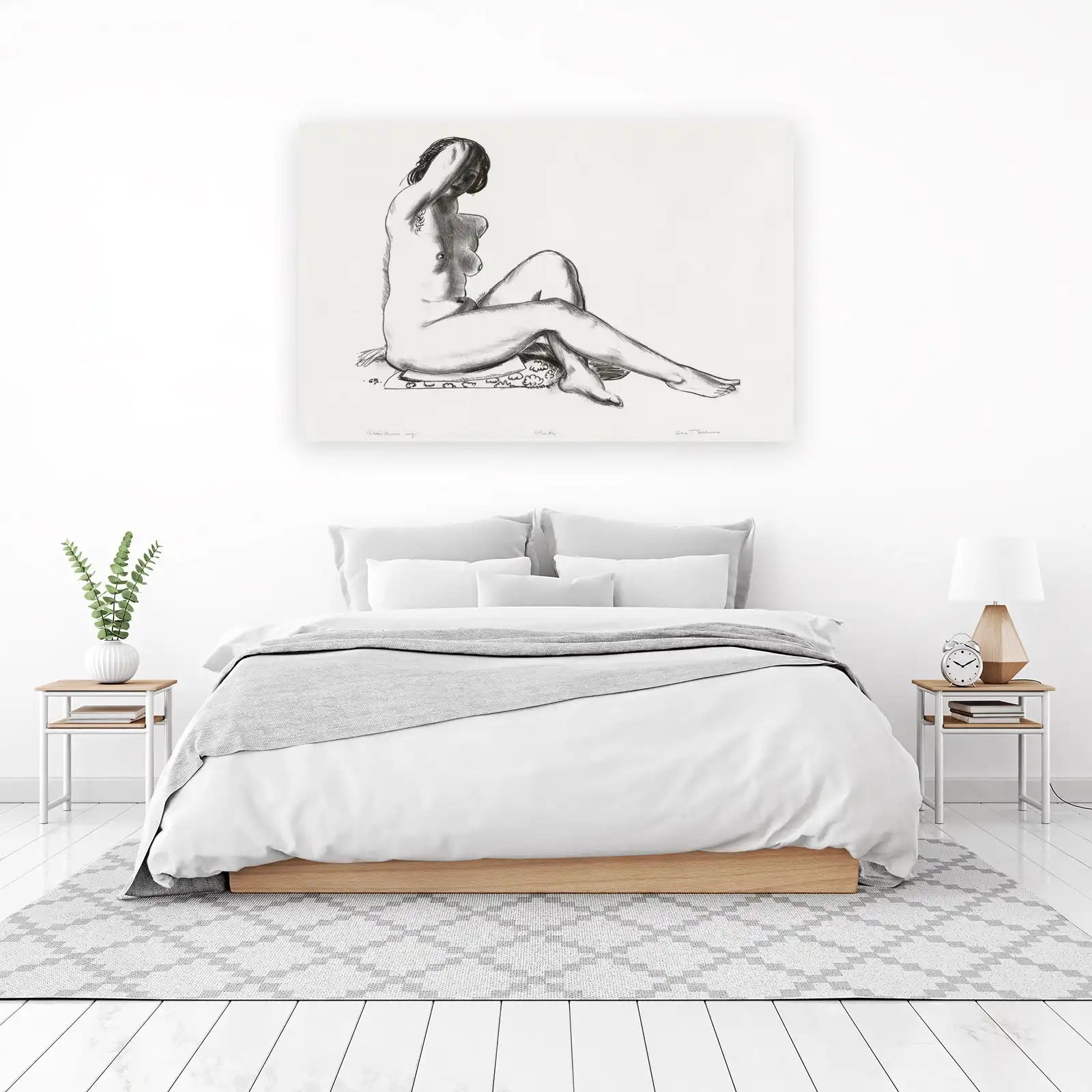 Classic Nude Study Charcoal Sketch Wall Art