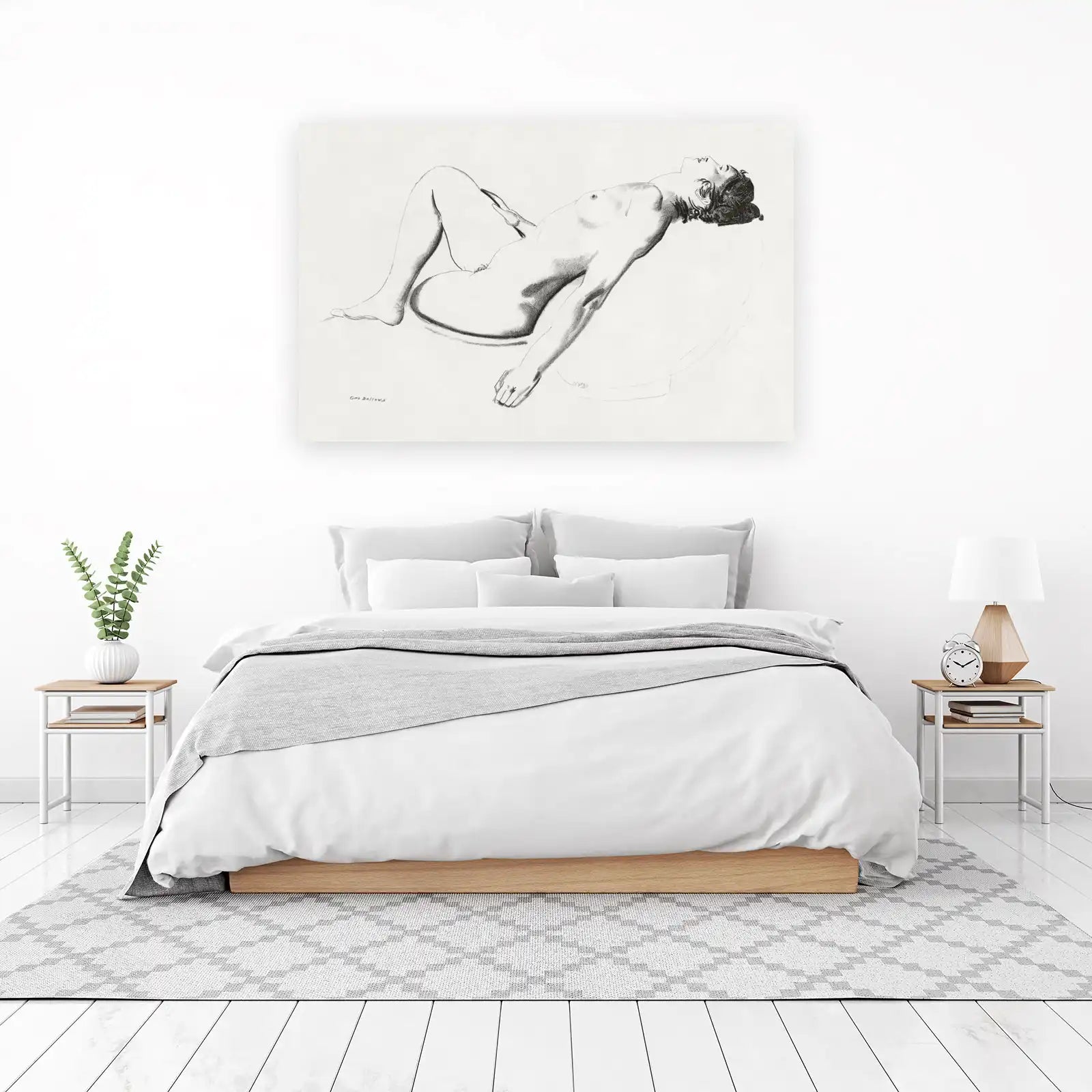 Elegant Nude Charcoal Sketch Wall Art