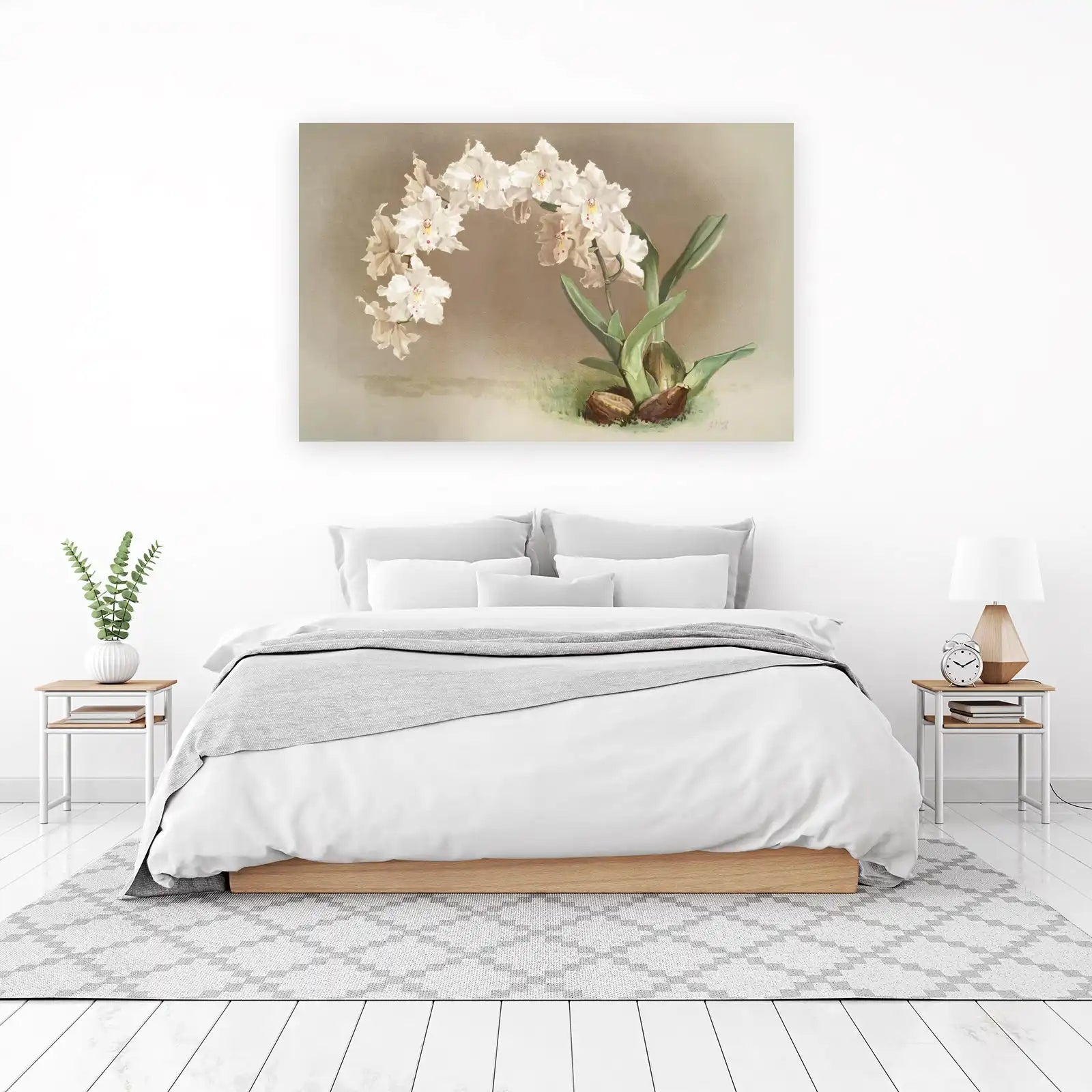 Elegant White Orchid Botanical Art Wall Art