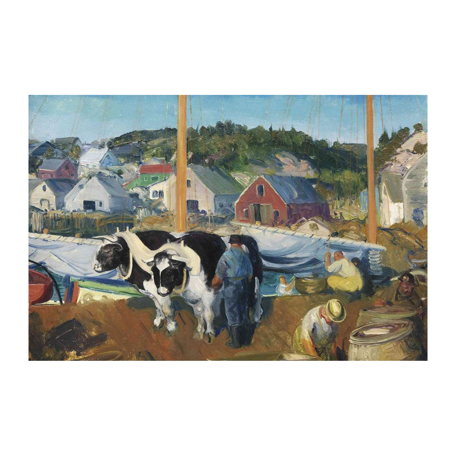 Coastal Cows & Harbor Scene Wall Art