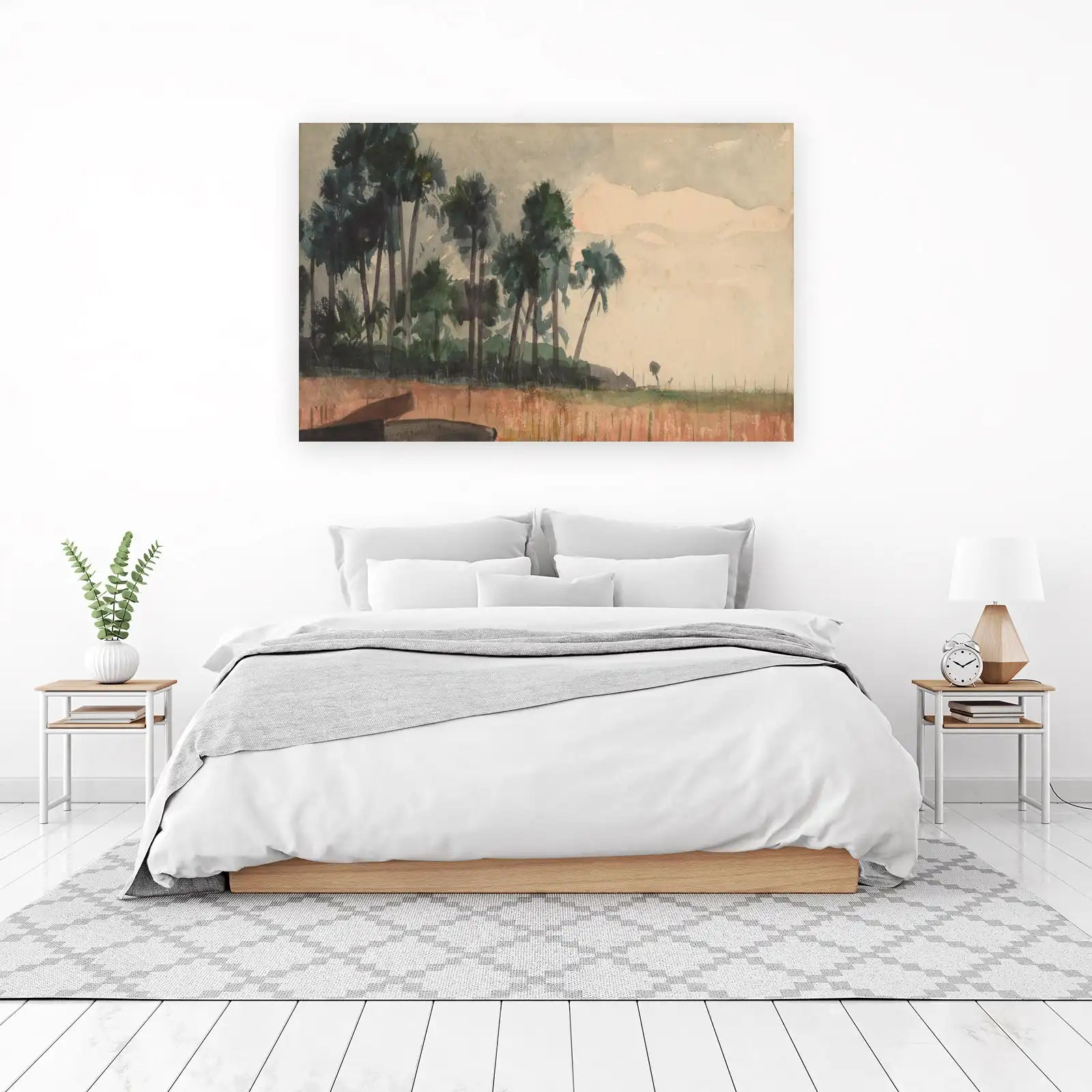Serene Tropical Landscape Watercolor Wall Art