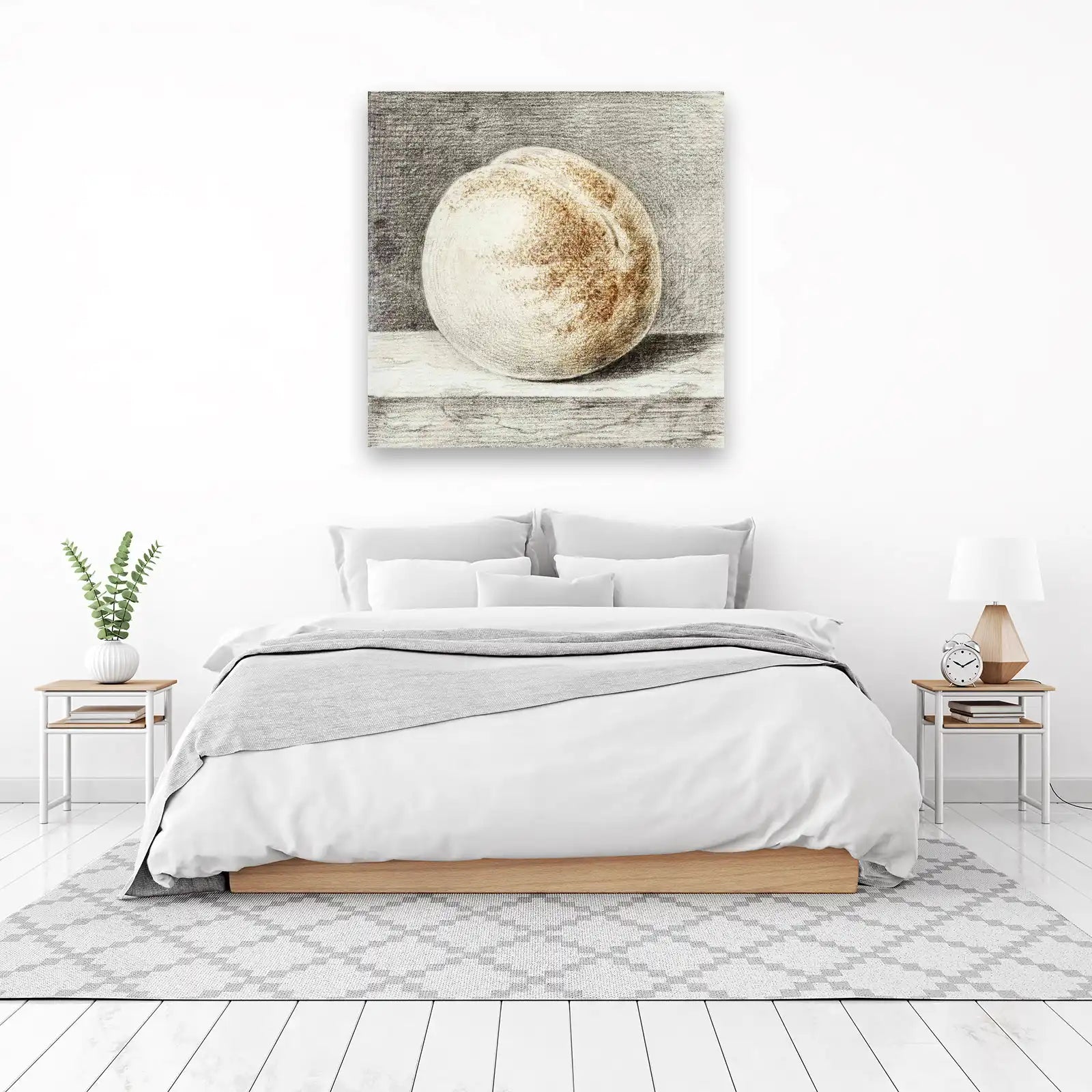 Elegant Peach Still Life Drawing Wall Art