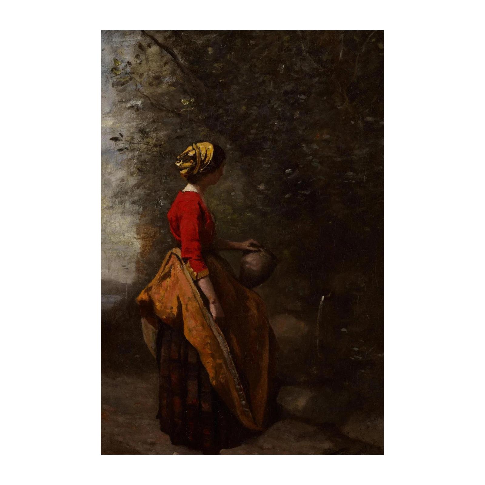 Woman with Water Pot Landscape Wall Art