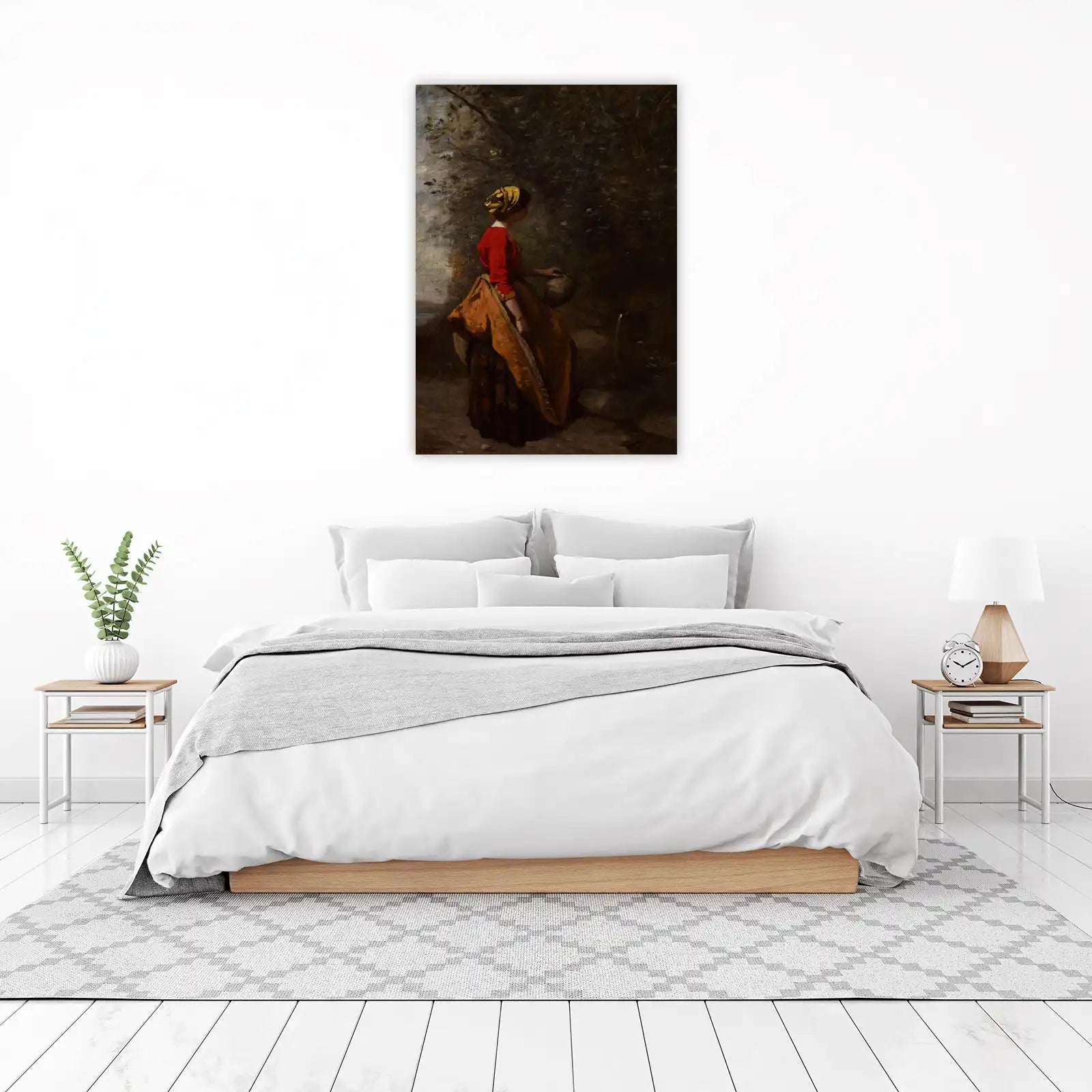Woman with Water Pot Landscape Wall Art