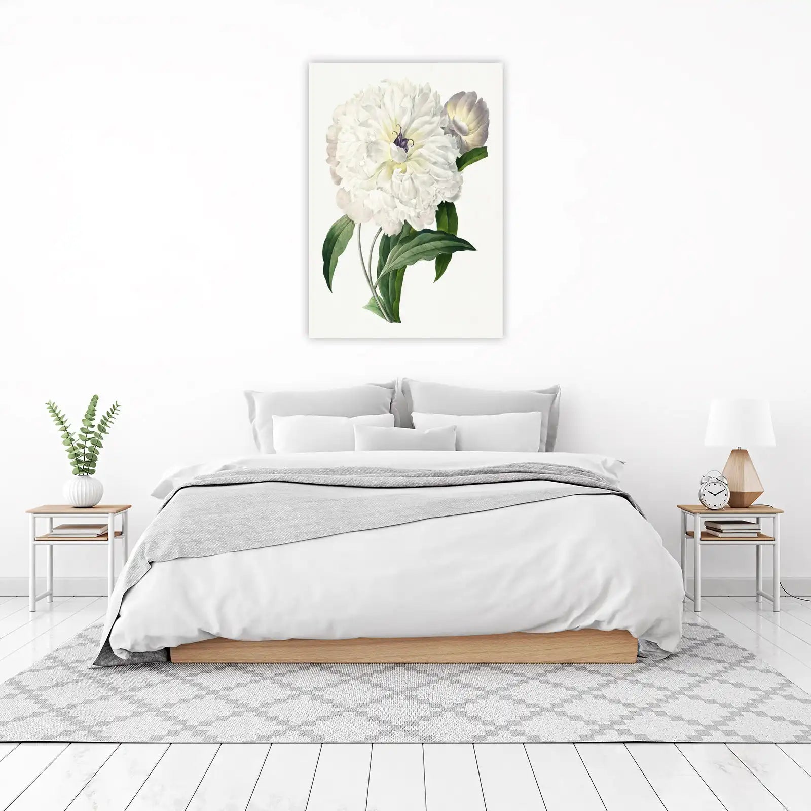 Elegant White Peony Botanical Art Wall Art