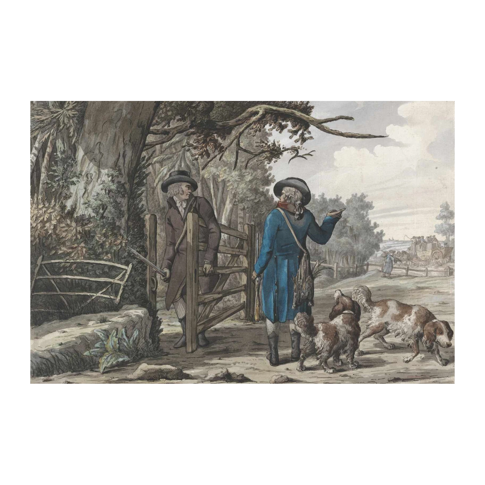 Vintage Countryside Hunting Scene Wall Art