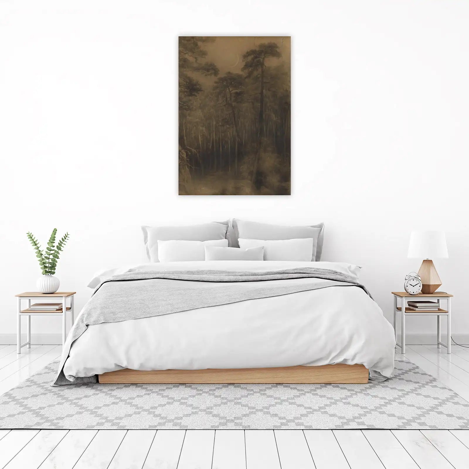 Mystical Moonlit Forest Landscape Wall Art