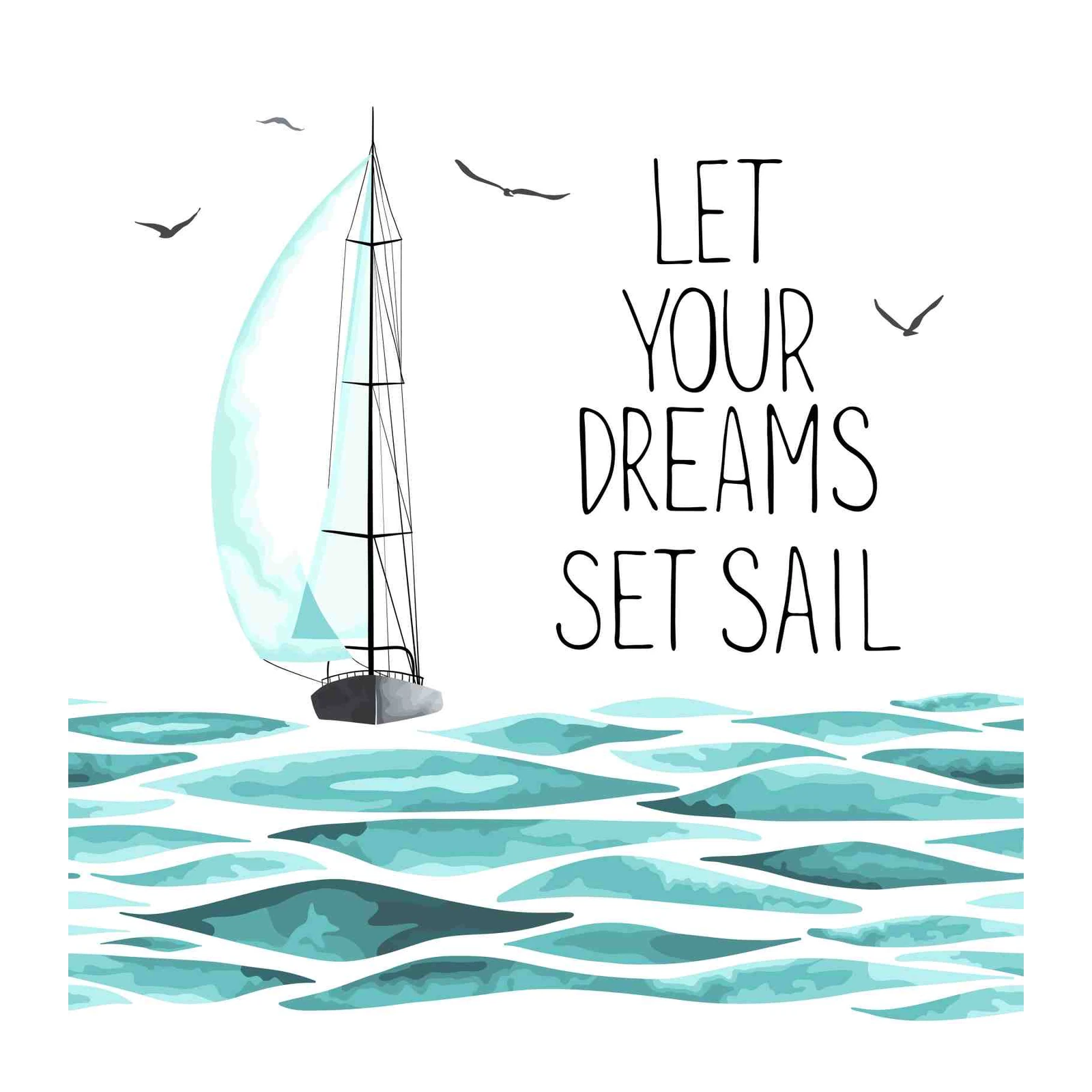 Inspirational Sailboat "Dreams Set Sail" Wall Art