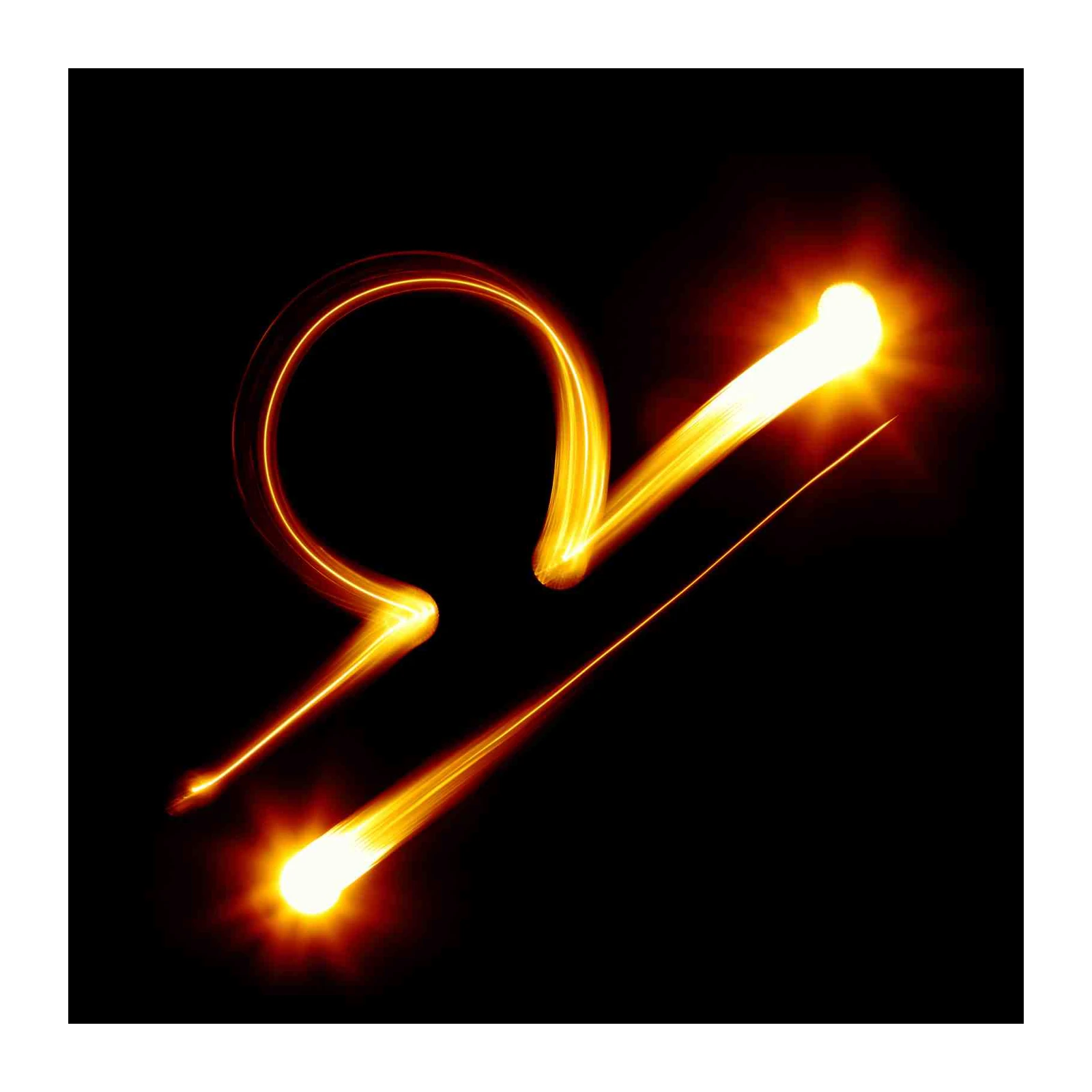 Golden Libra Zodiac Light Streaks Wall Art