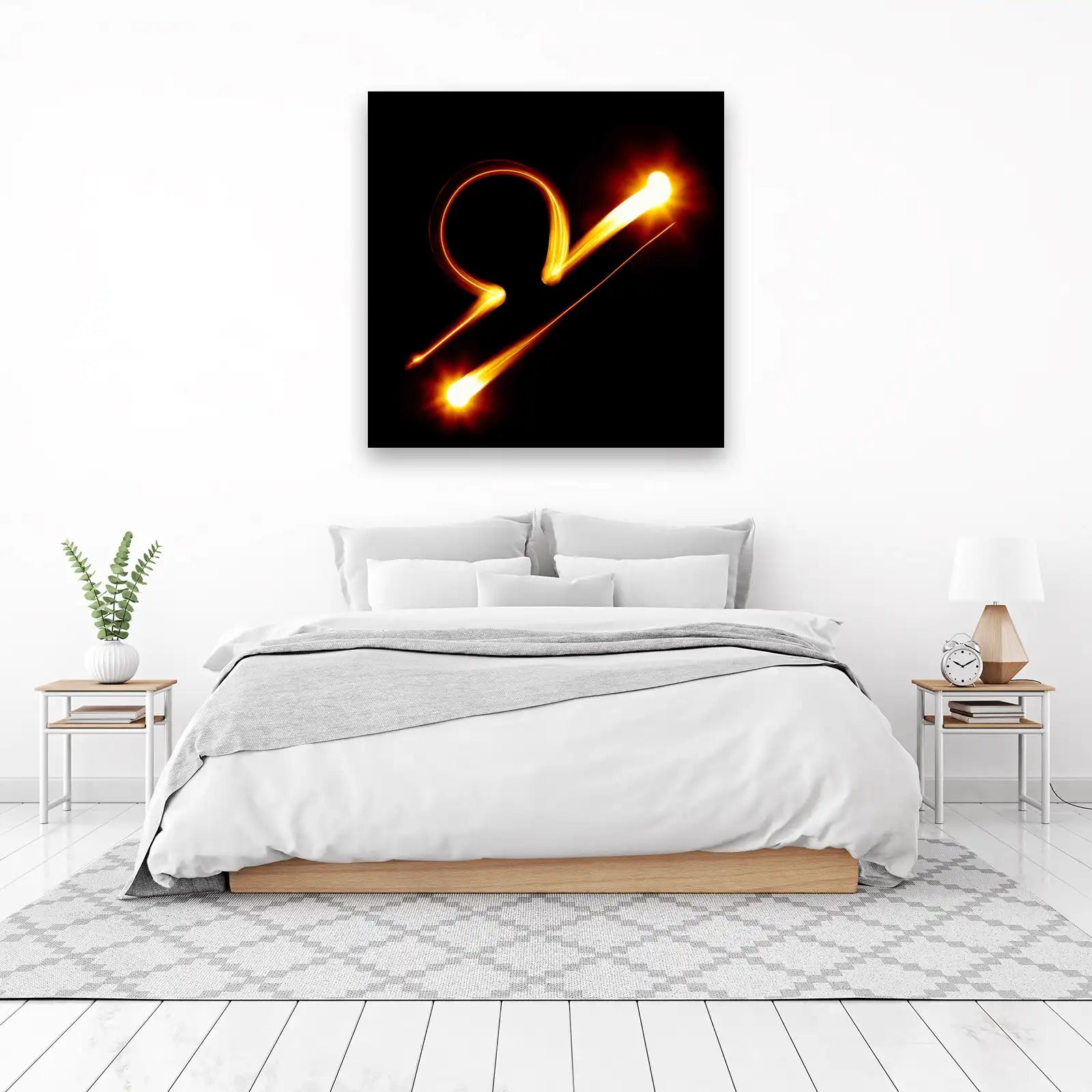 Golden Libra Zodiac Light Streaks Wall Art