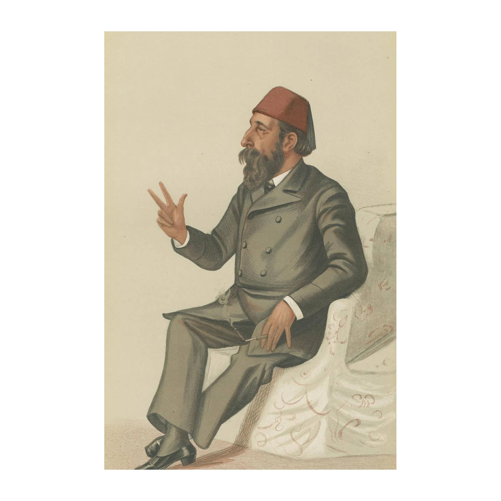 Distinguished Gentleman Red Fez Portrait Wall Art