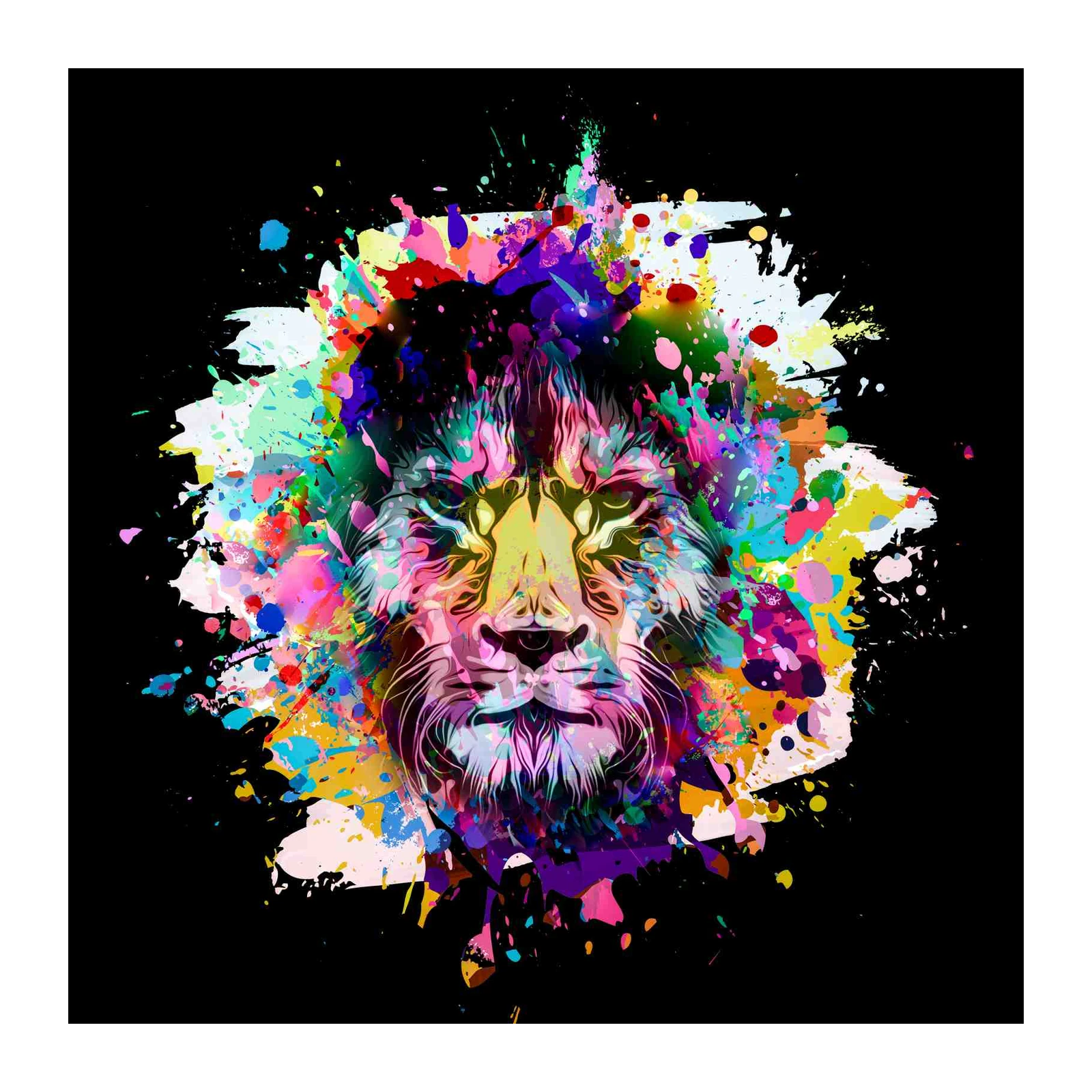 Vibrant Lion Splash Art Wall Art