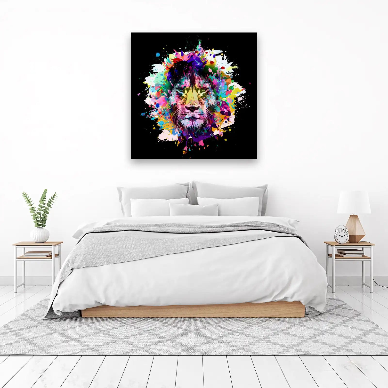 Vibrant Lion Splash Art Wall Art