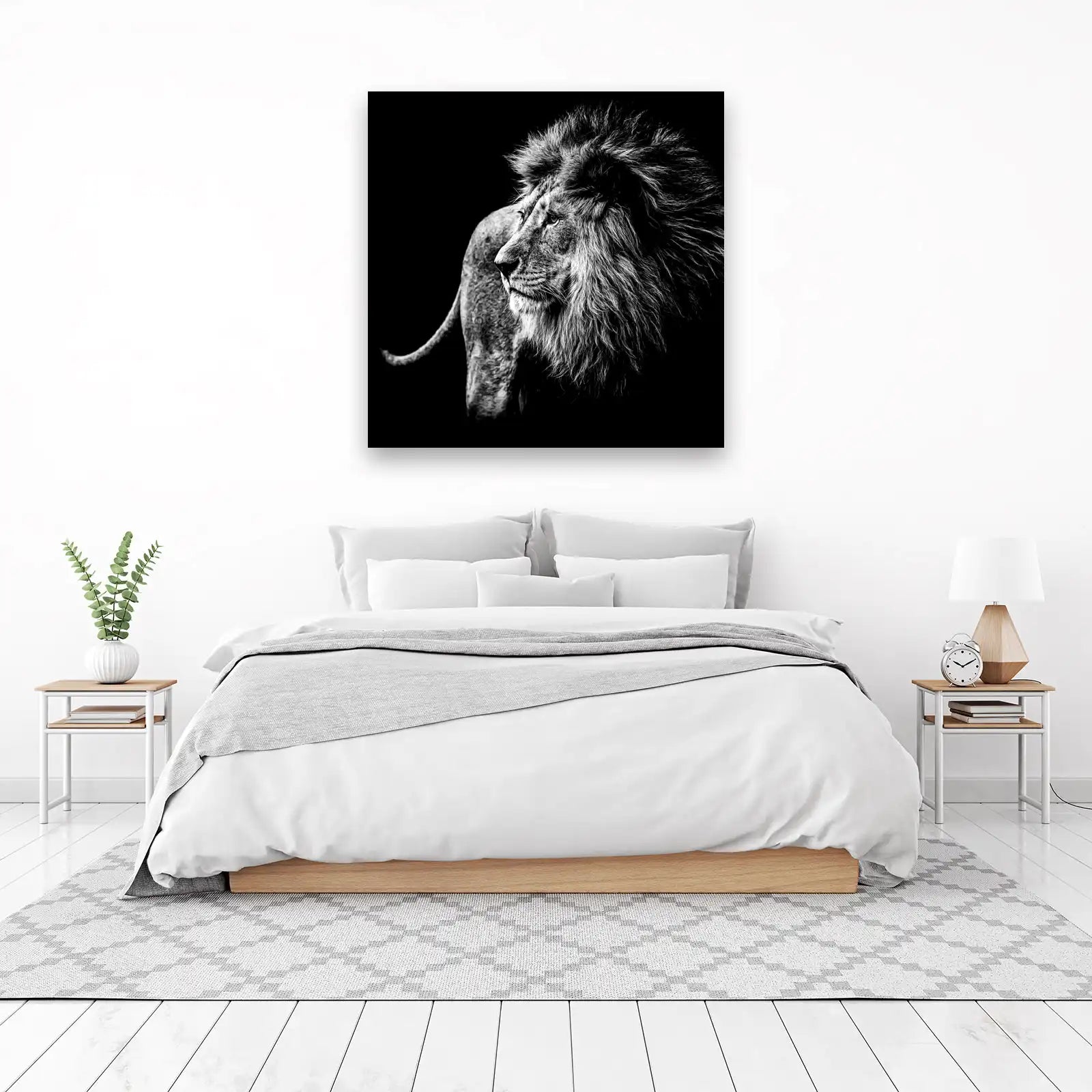 Majestic Lion Profile B&W Wall Art