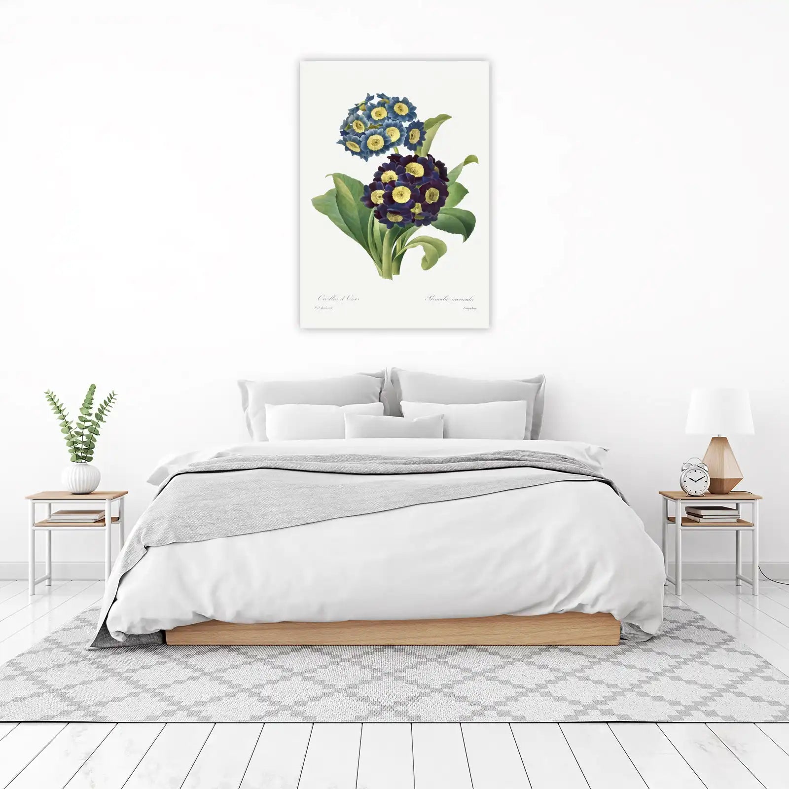 Vintage Blue & Purple Primrose Floral Art Wall Art