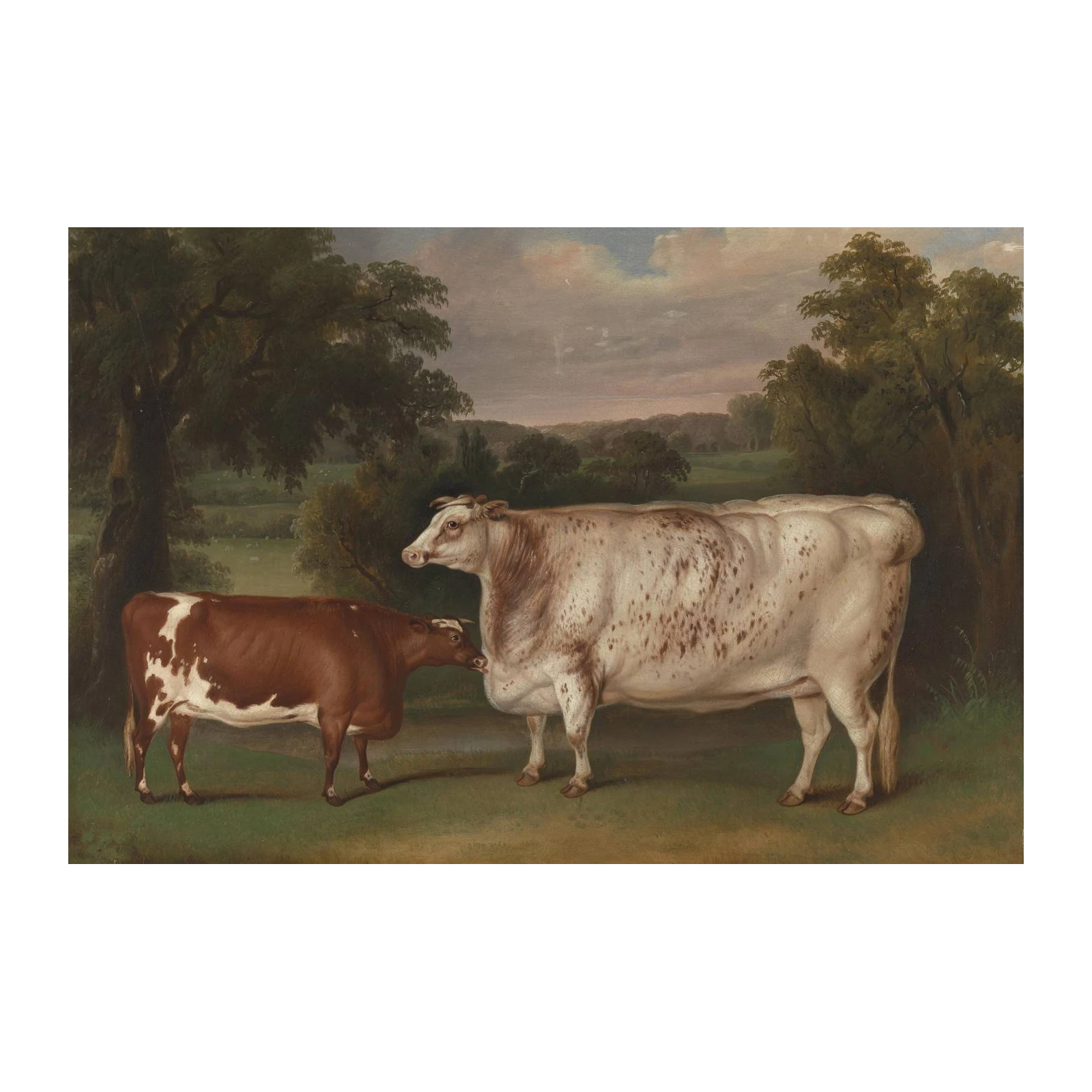 Pastoral Cow & Calf Landscape Wall Art
