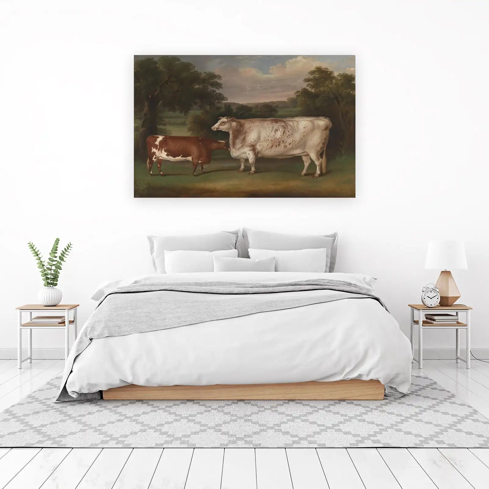 Pastoral Cow & Calf Landscape Wall Art